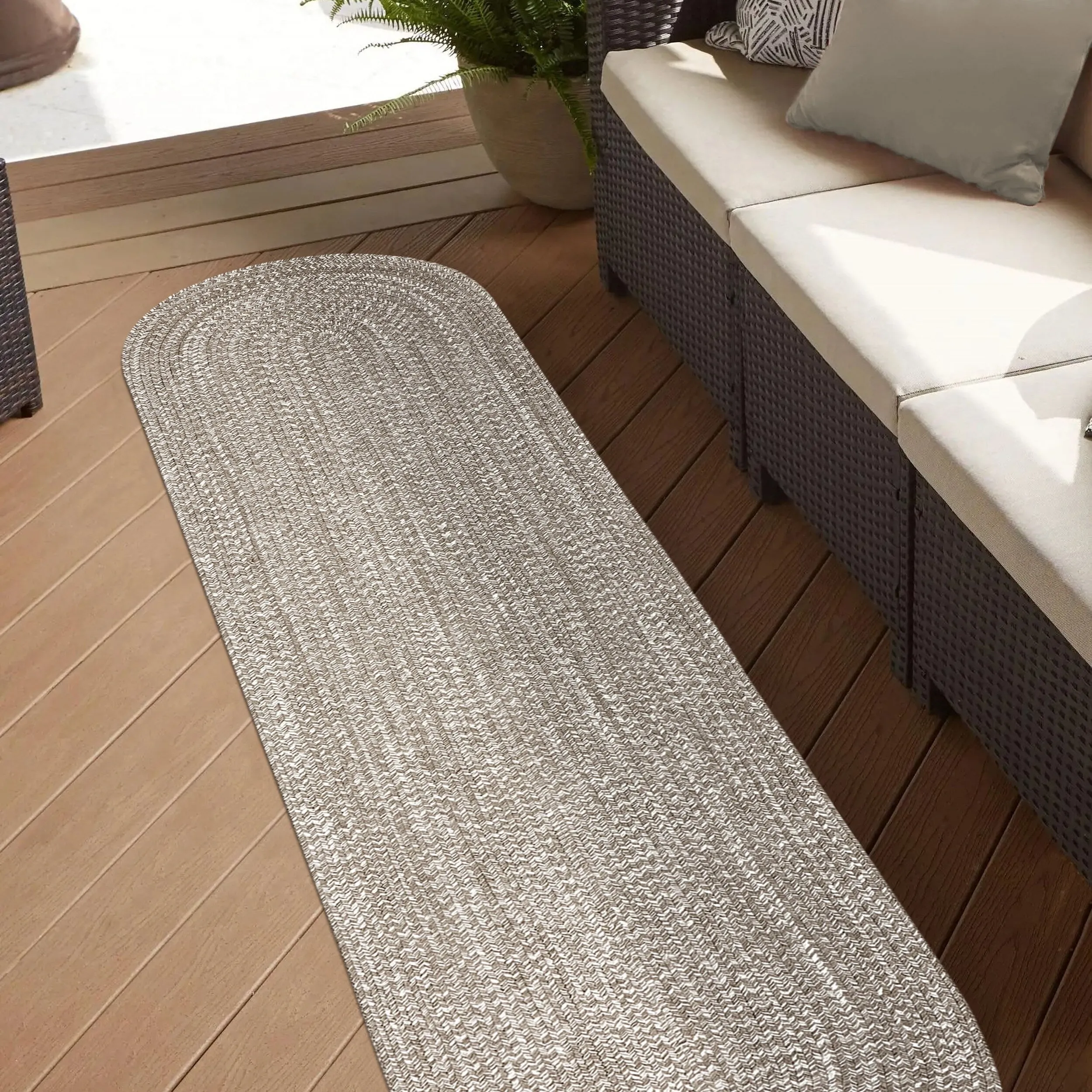 Superior Modern Rustic Bohemian Reversible Multi-Tone Braided Indoor Outdoor Area Rug