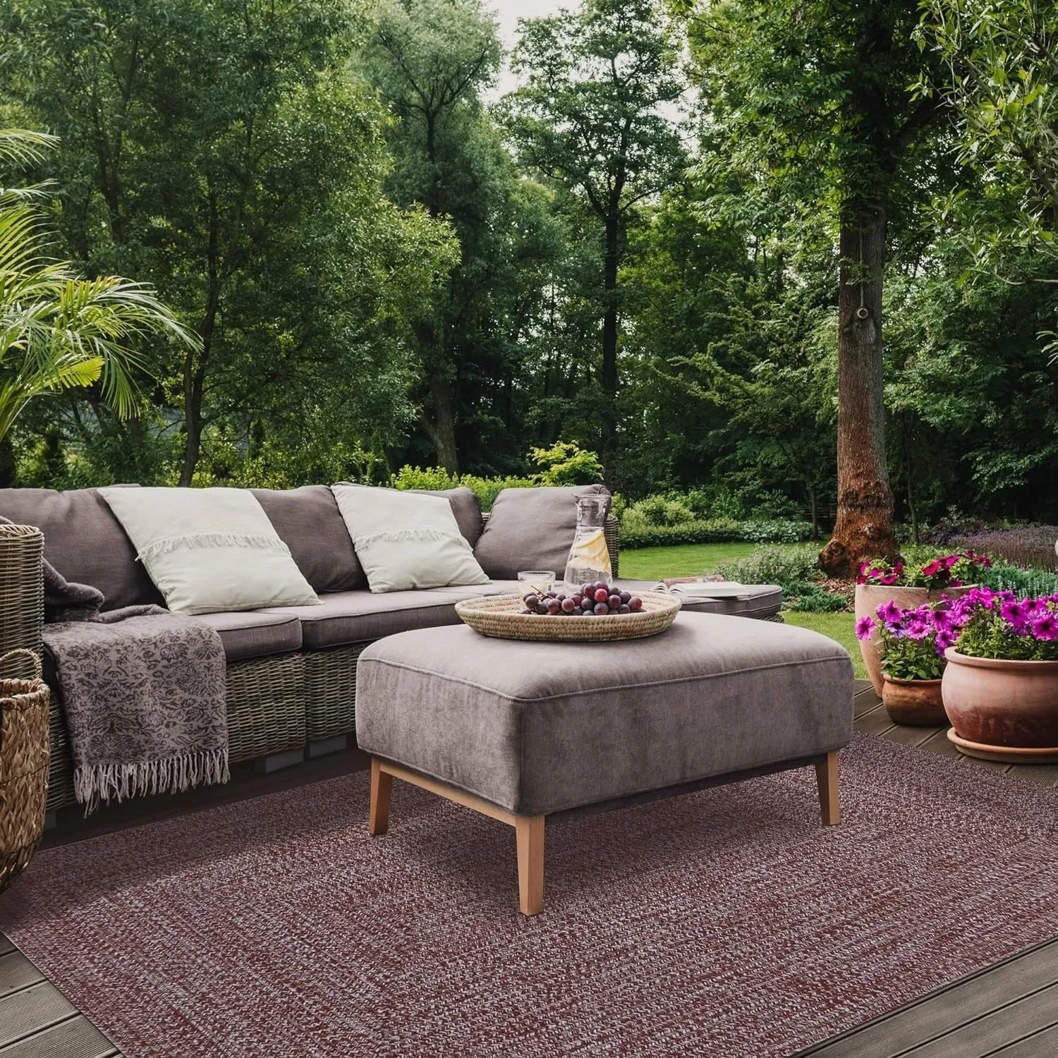 Superior Modern Rustic Bohemian Reversible Multi-Tone Braided Indoor Outdoor Area Rug
