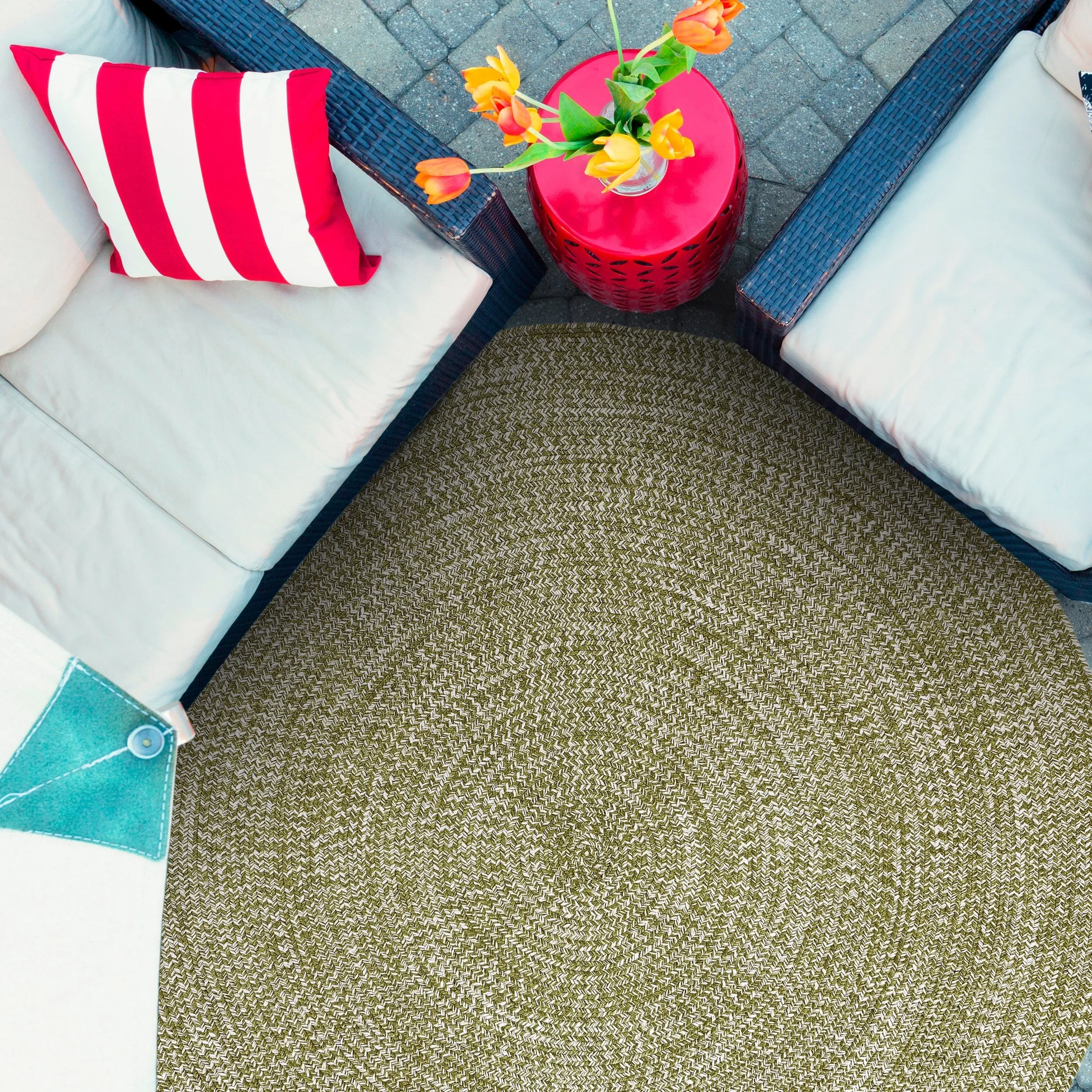 Superior Modern Rustic Bohemian Reversible Multi-Tone Braided Indoor Outdoor Area Rug