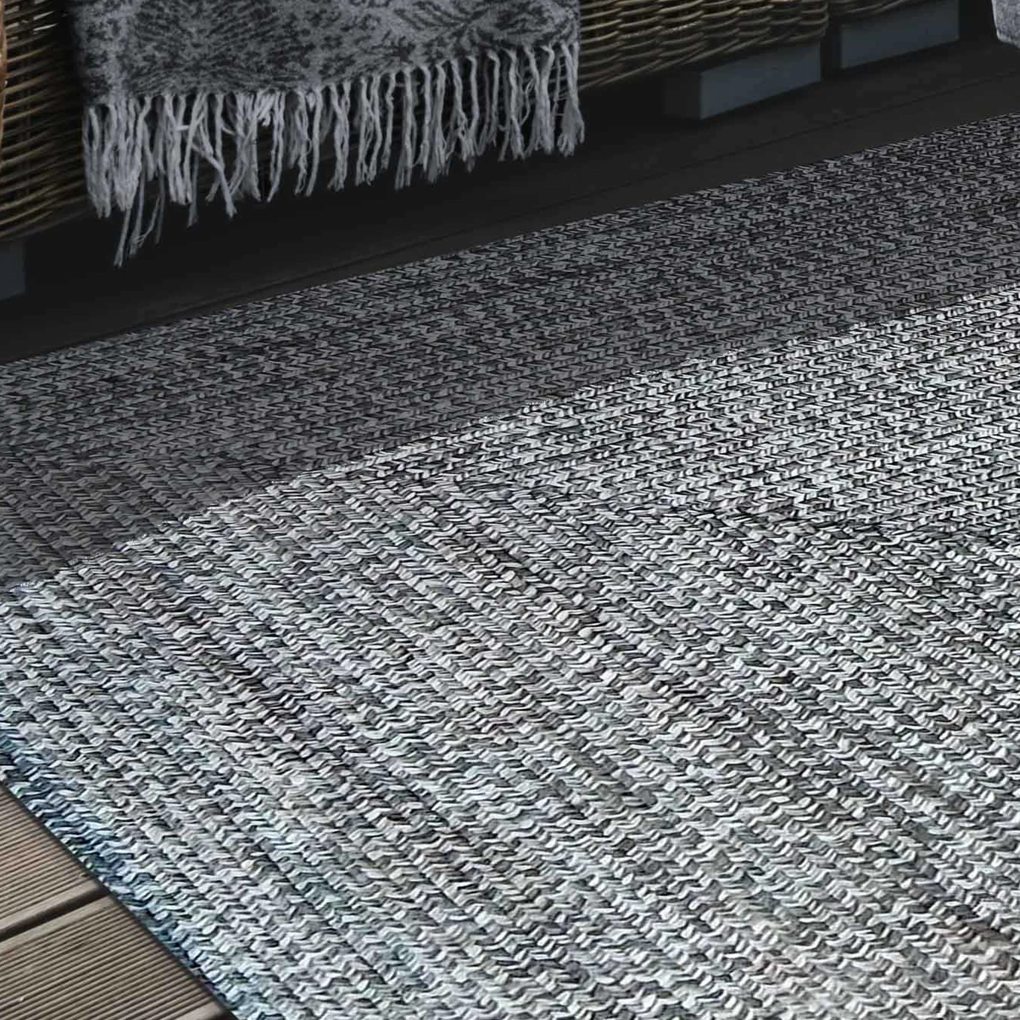 Superior Modern Rustic Bohemian Reversible Multi-Tone Braided Indoor Outdoor Area Rug