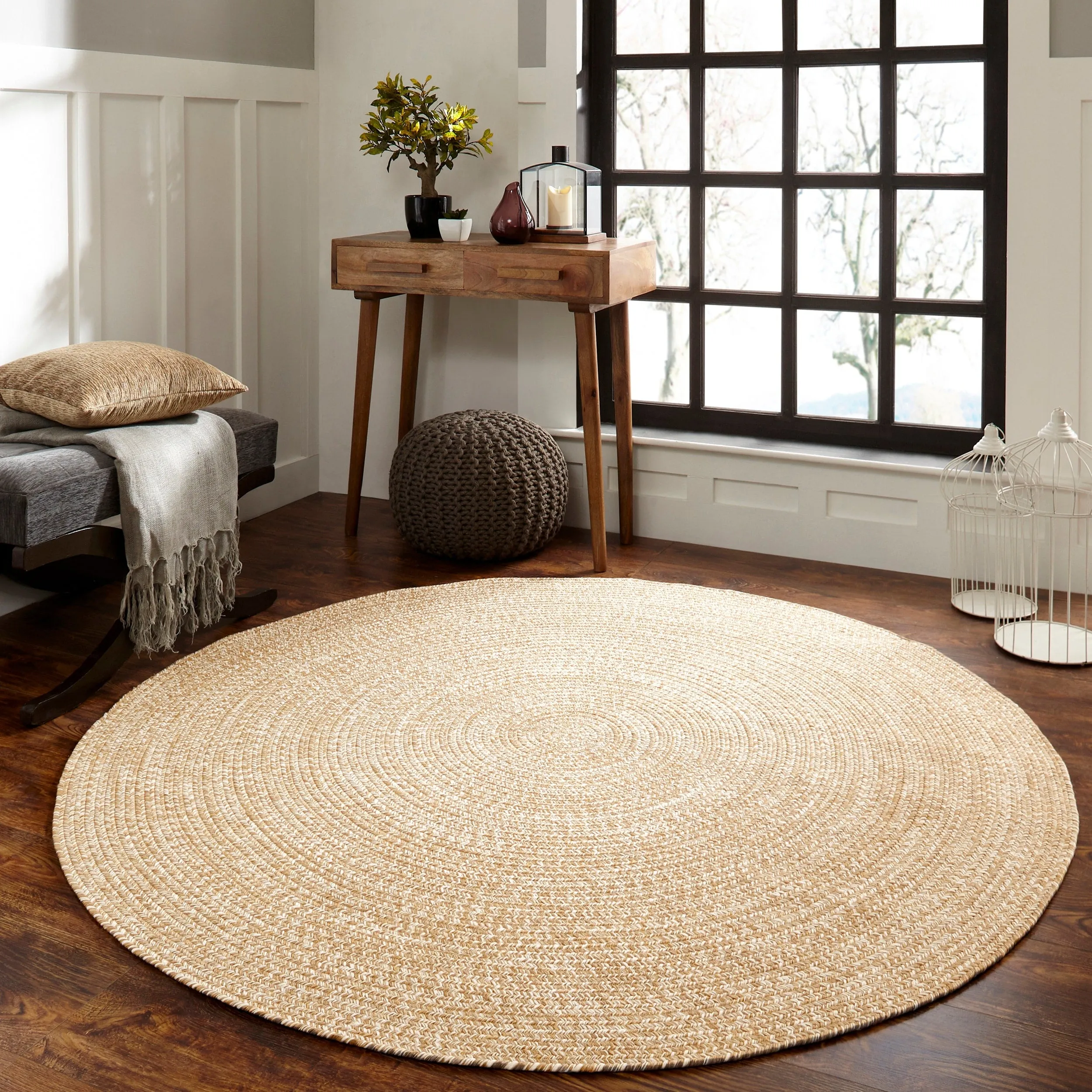 Superior Modern Rustic Bohemian Reversible Multi-Tone Braided Indoor Outdoor Area Rug