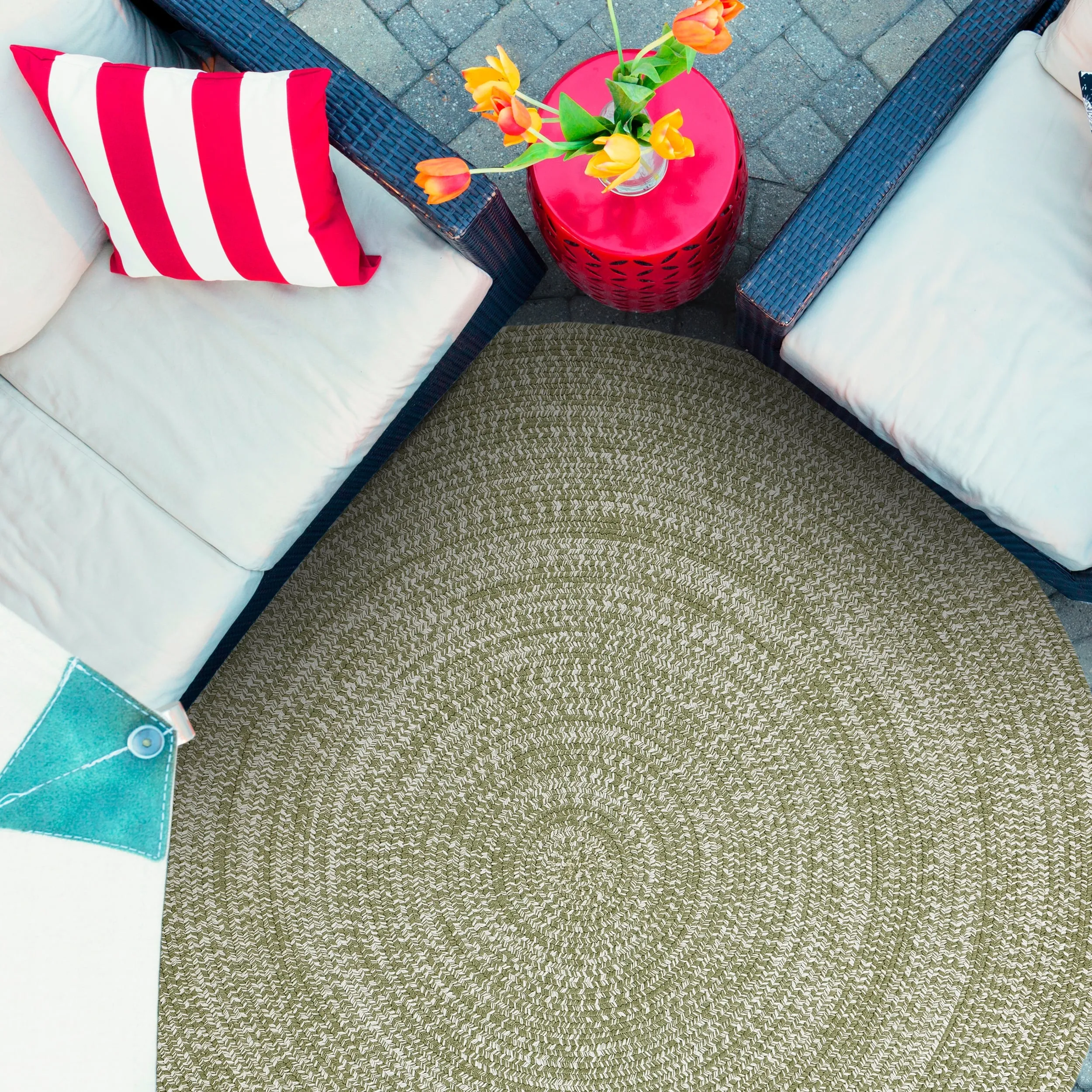 Superior Modern Rustic Bohemian Reversible Multi-Tone Braided Indoor Outdoor Area Rug
