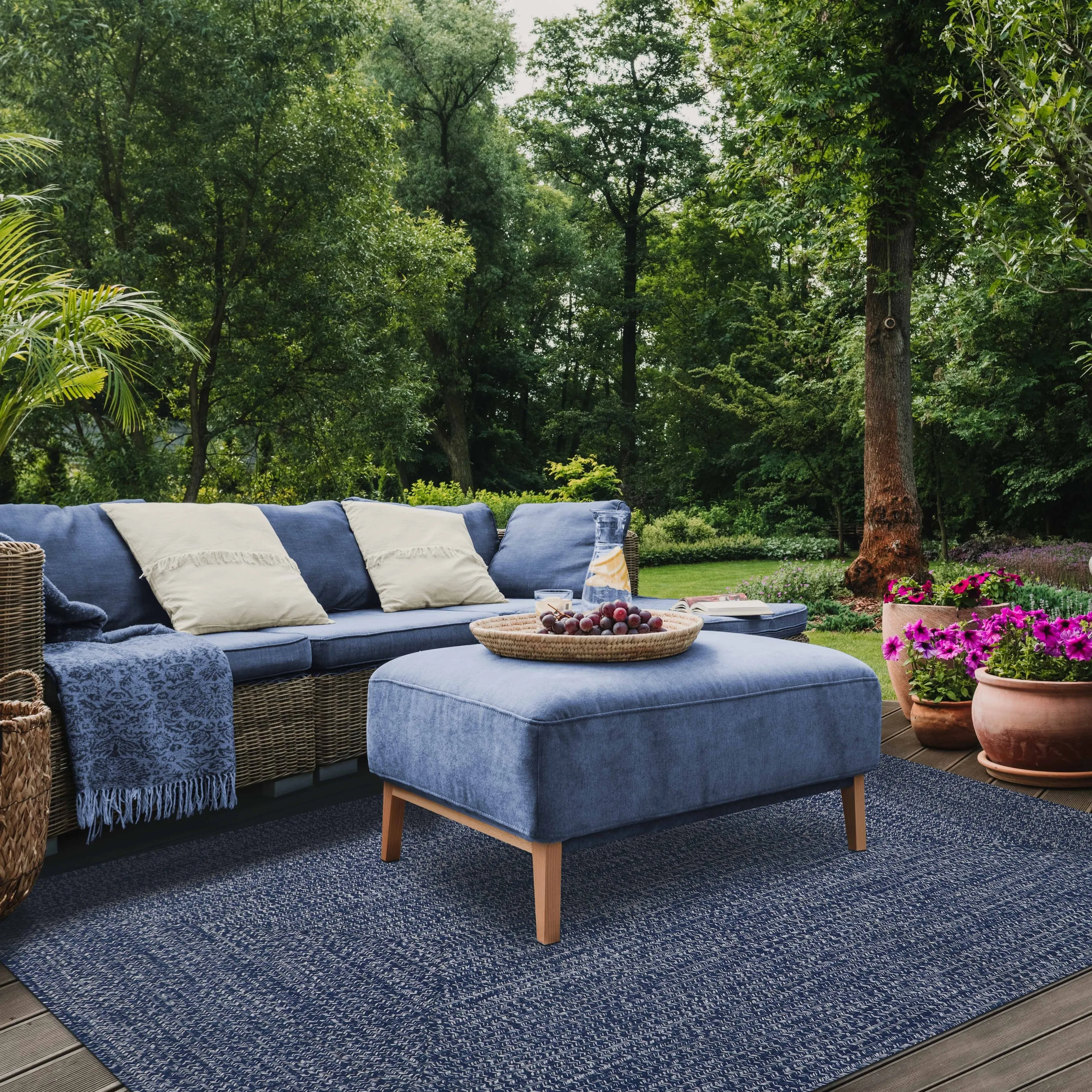 Superior Modern Rustic Bohemian Reversible Multi-Tone Braided Indoor Outdoor Area Rug