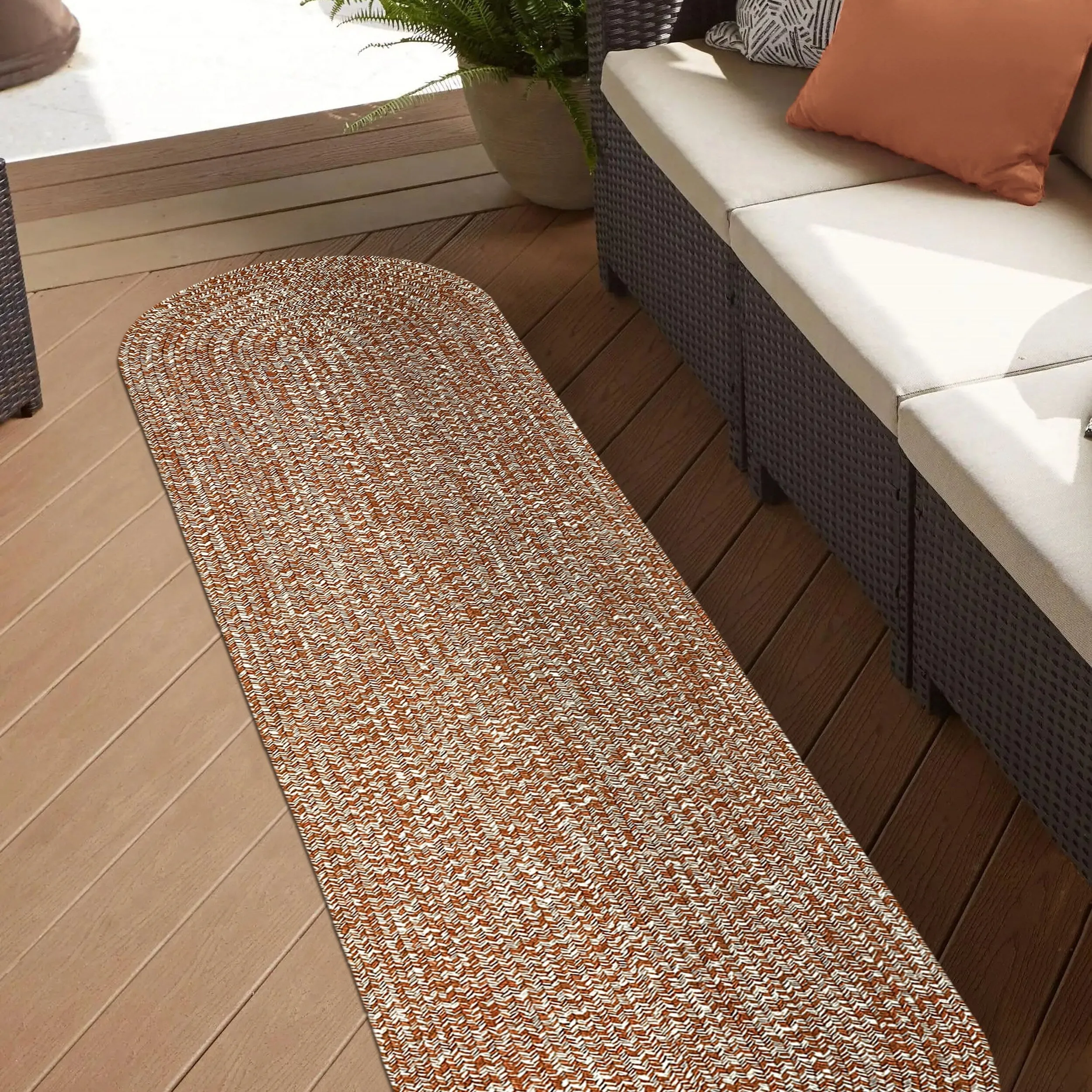 Superior Modern Rustic Bohemian Reversible Multi-Tone Braided Indoor Outdoor Area Rug