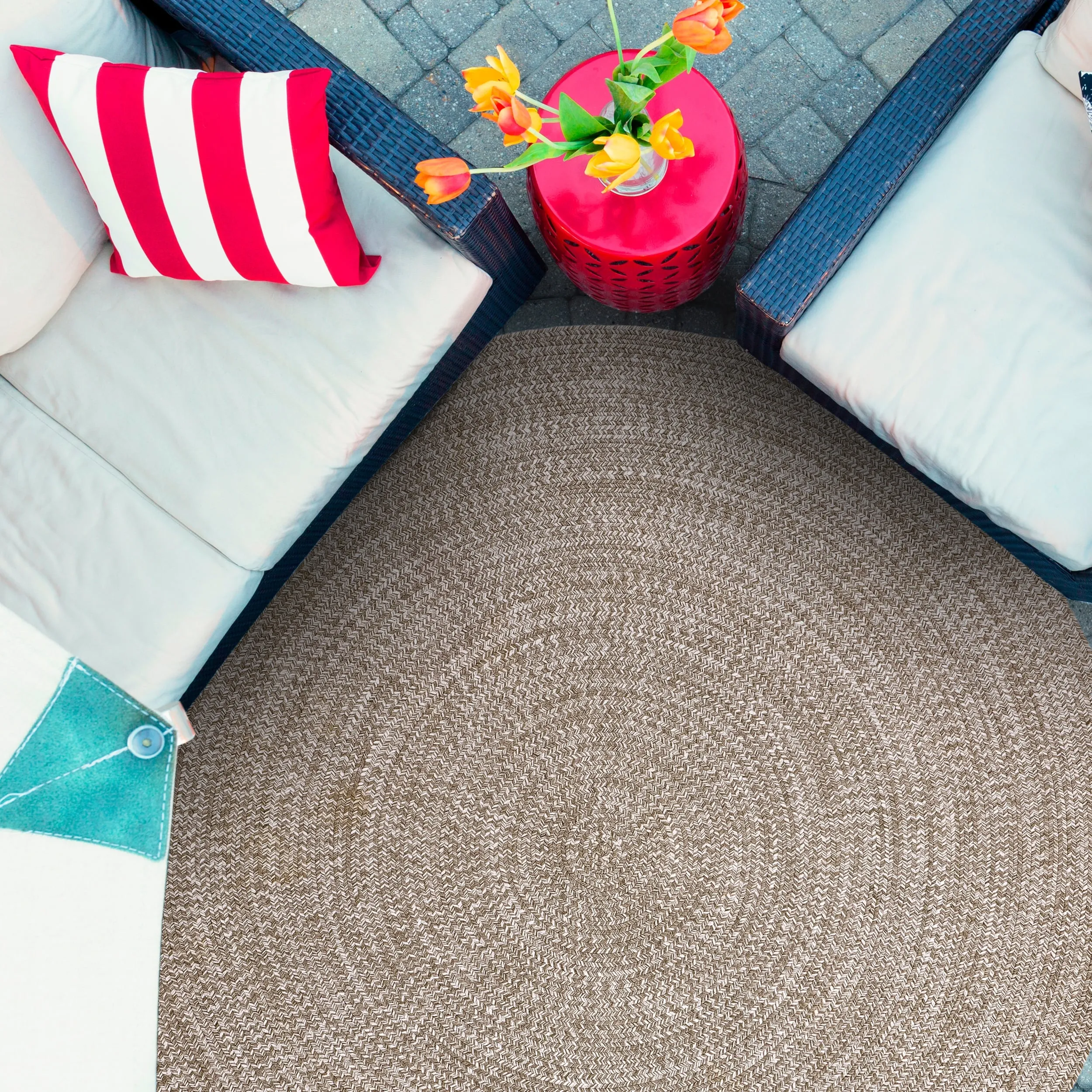 Superior Modern Rustic Bohemian Reversible Multi-Tone Braided Indoor Outdoor Area Rug