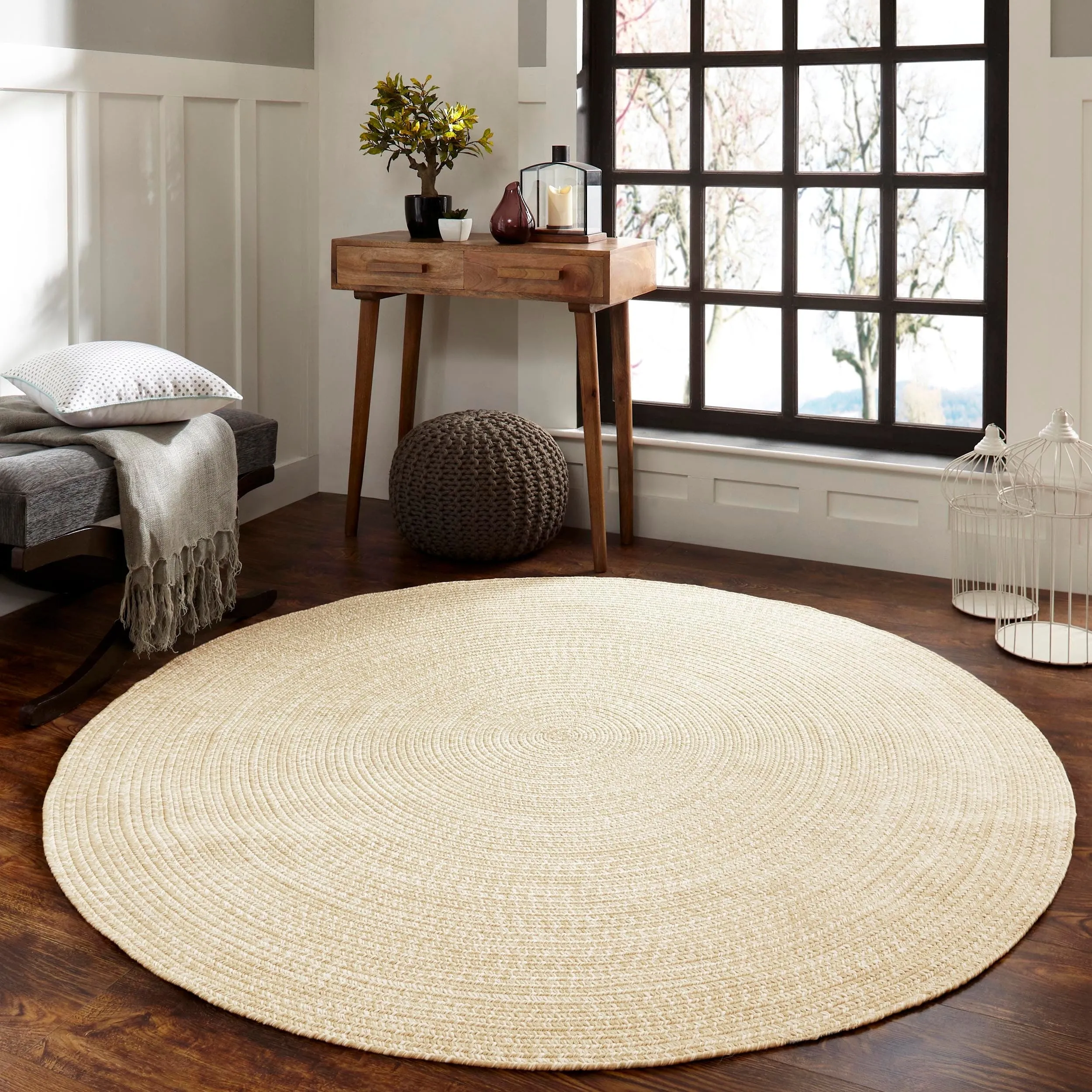Superior Modern Rustic Bohemian Reversible Multi-Tone Braided Indoor Outdoor Area Rug
