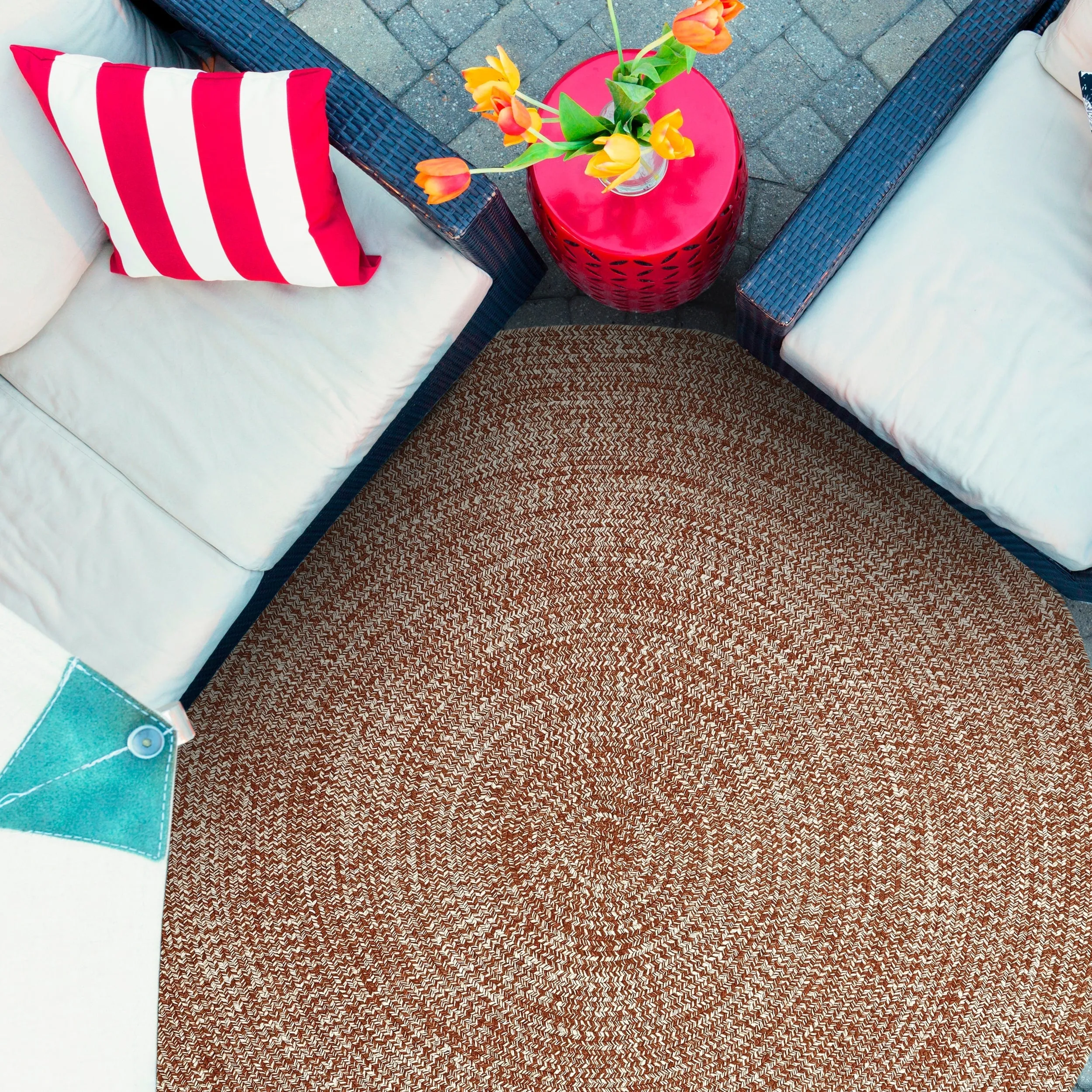 Superior Modern Rustic Bohemian Reversible Multi-Tone Braided Indoor Outdoor Area Rug
