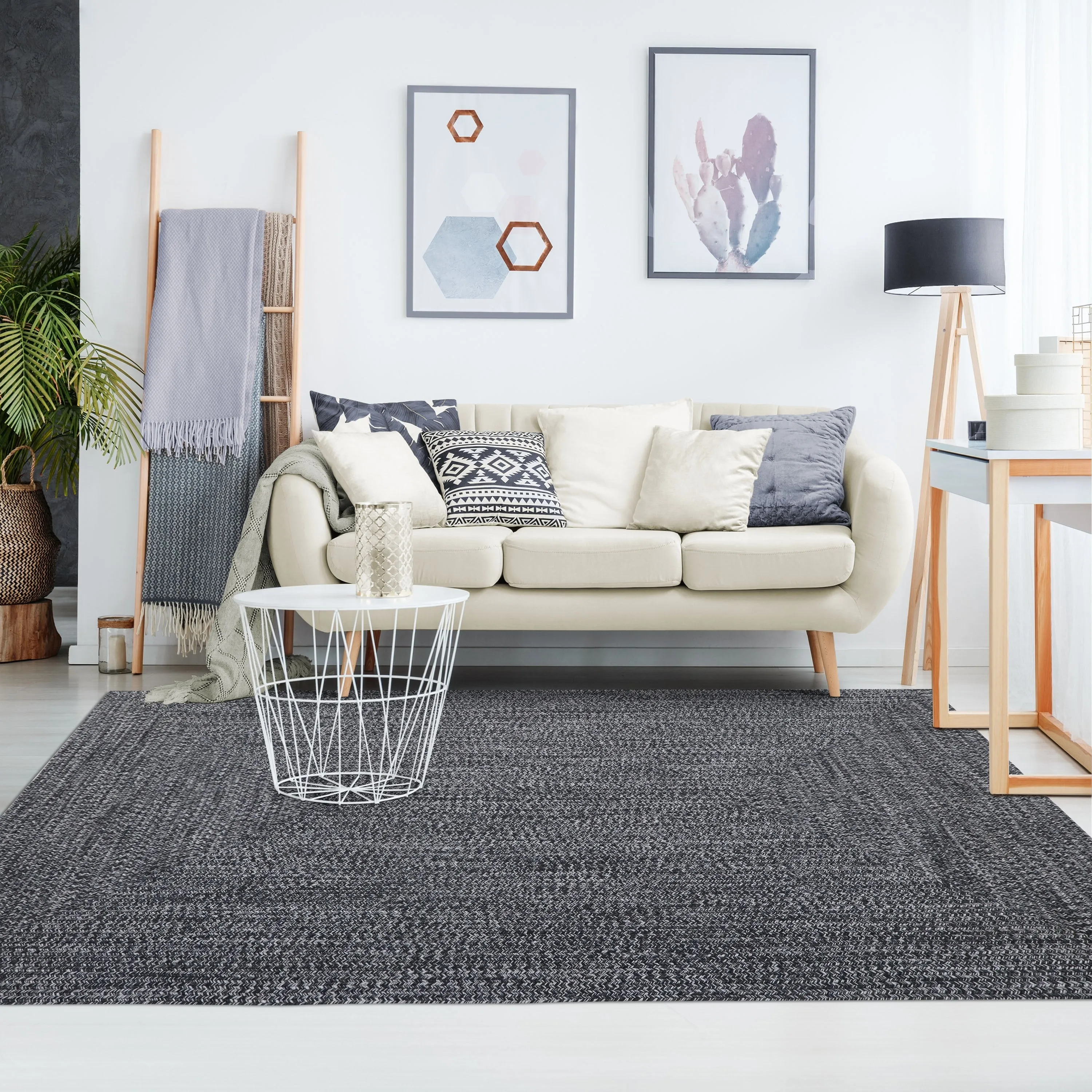 Superior Modern Rustic Bohemian Reversible Multi-Tone Braided Indoor Outdoor Area Rug