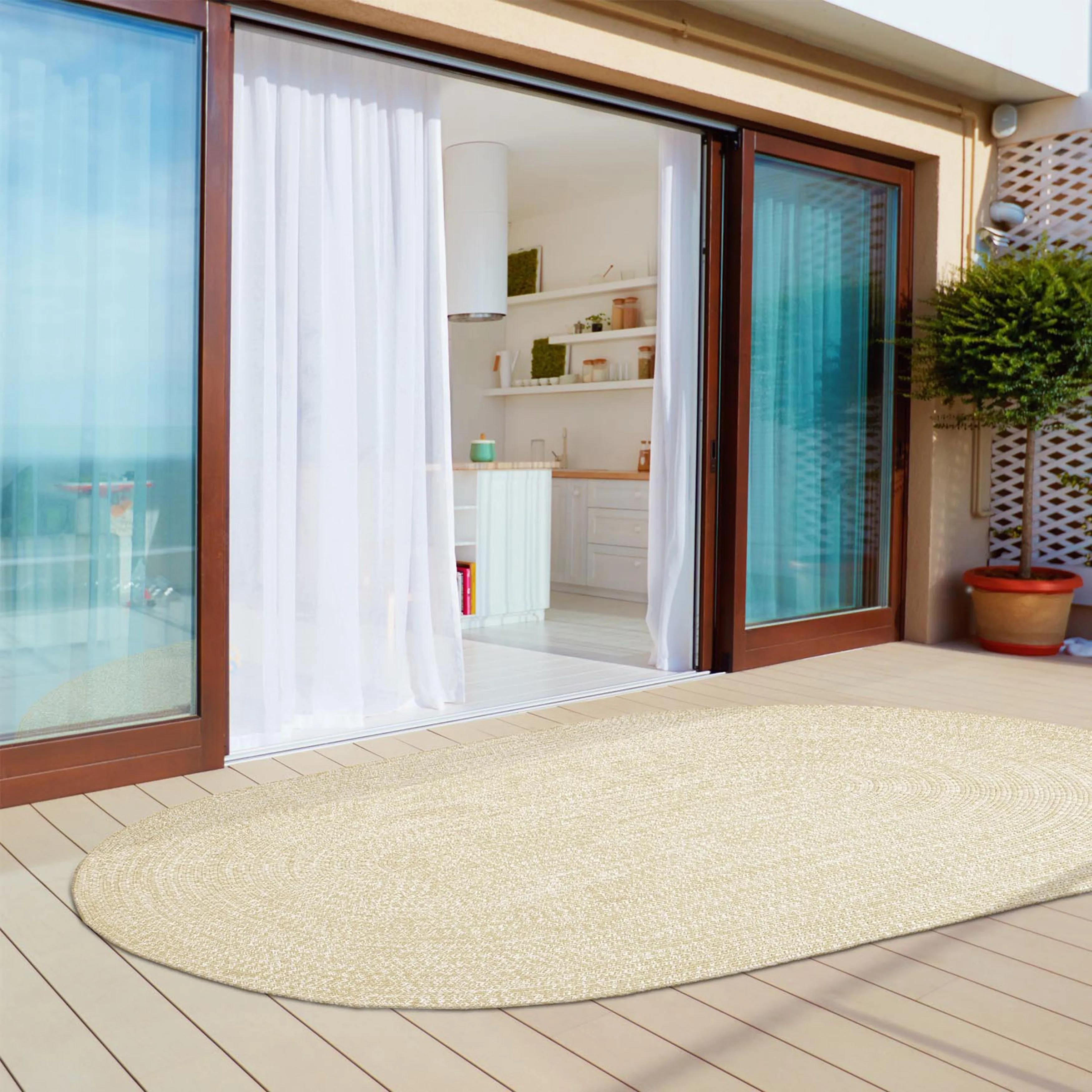 Superior Modern Rustic Bohemian Reversible Multi-Tone Braided Indoor Outdoor Area Rug
