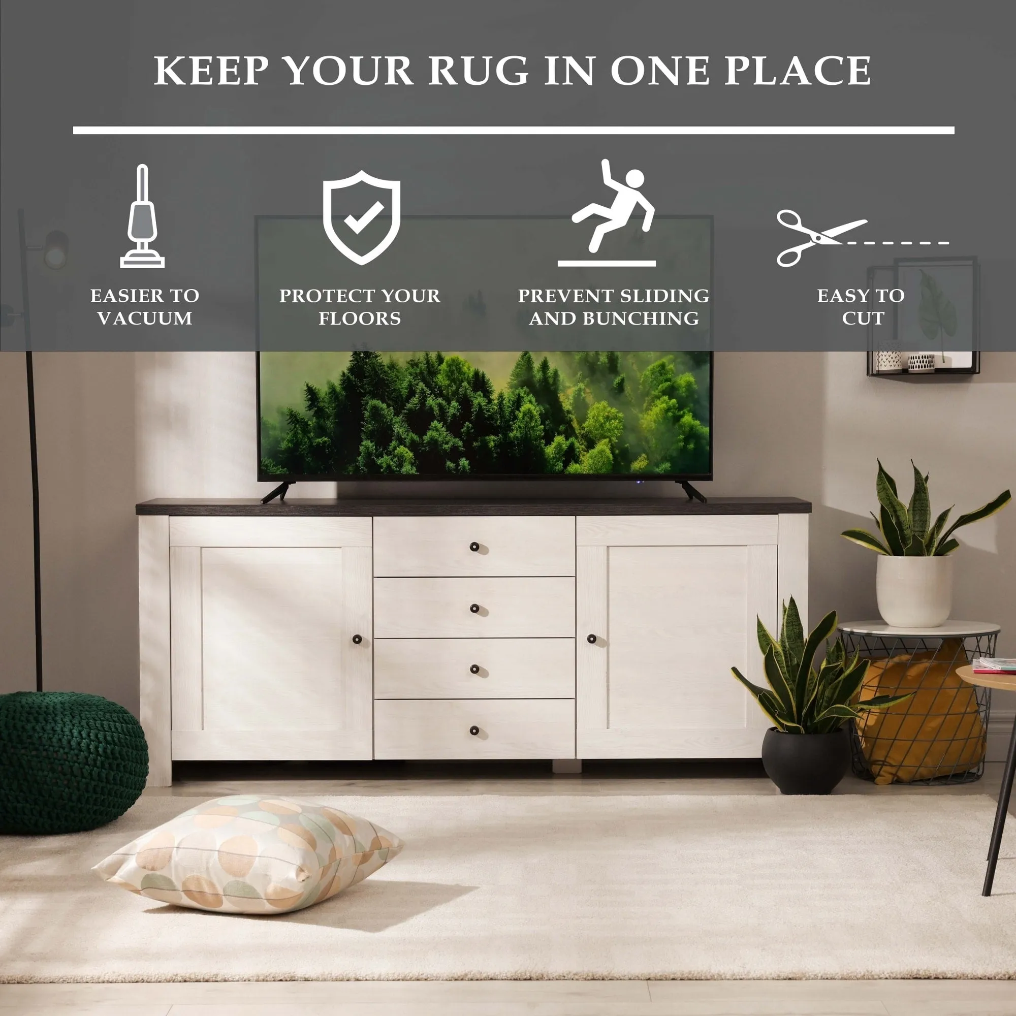 Superior Non-Slip Gripper Mat Floor Protector Indoor Area Rug Pad - Cream