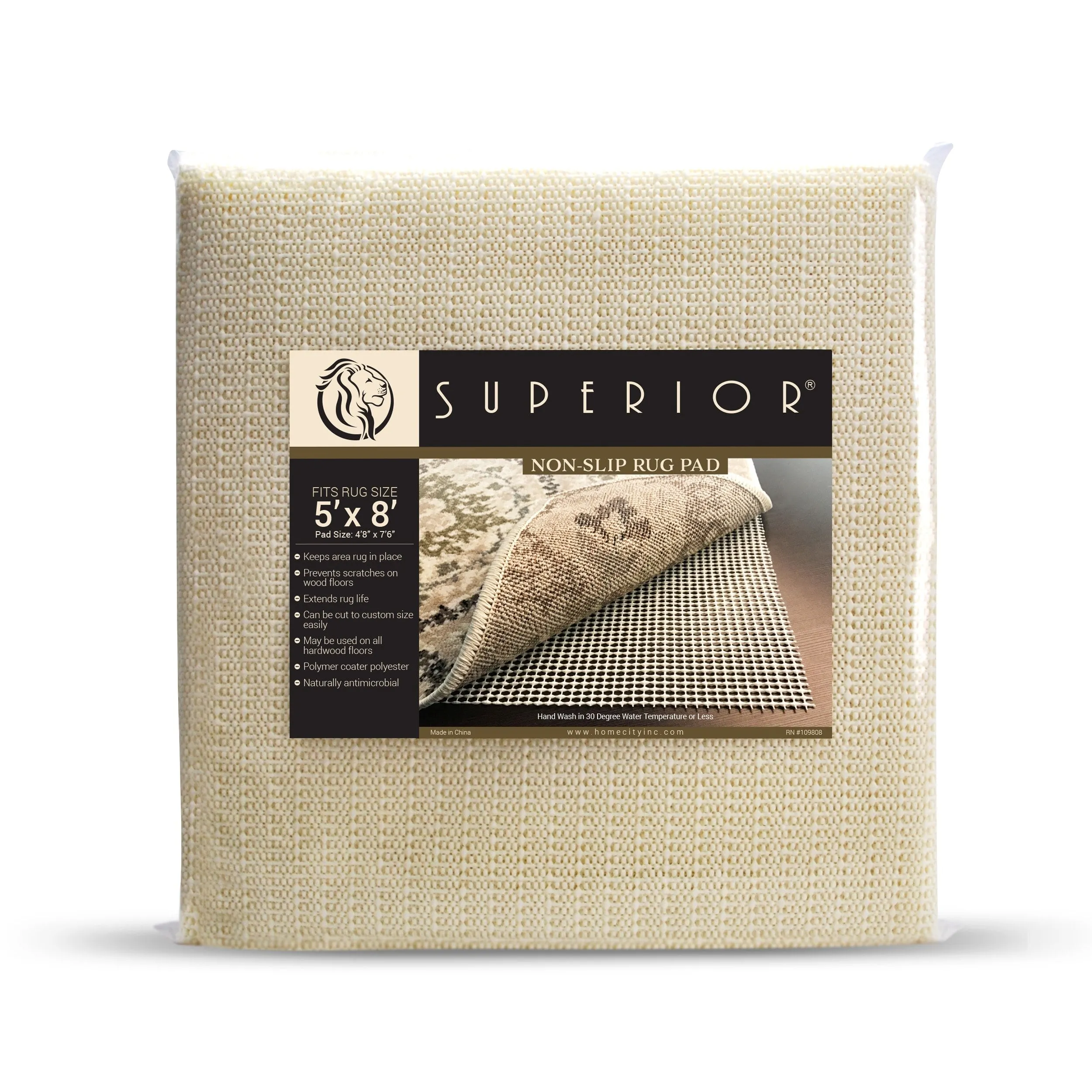 Superior Non-Slip Gripper Mat Floor Protector Indoor Area Rug Pad - Cream