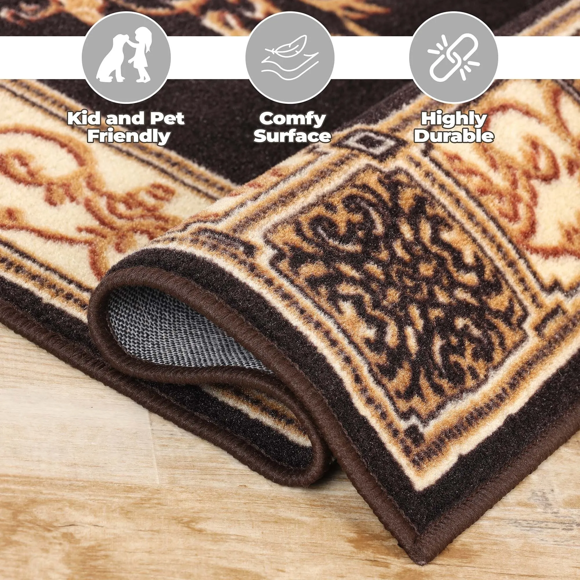 Superior Oversized Medallion Modern Bohemian Indoor Runner or Area Rug