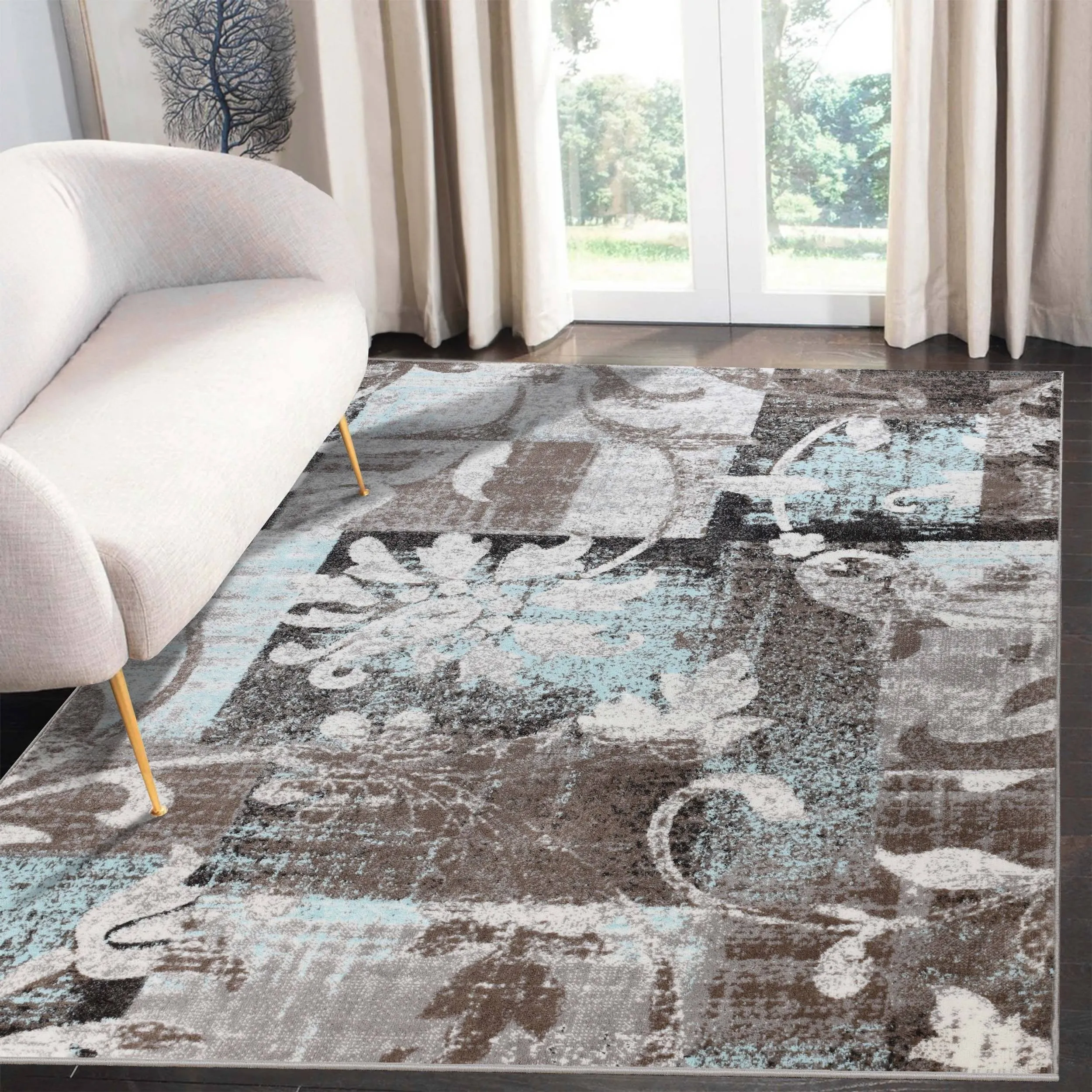 Superior Pastiche Contemporary Floral Patchwork Indoor Runner or Area Rug