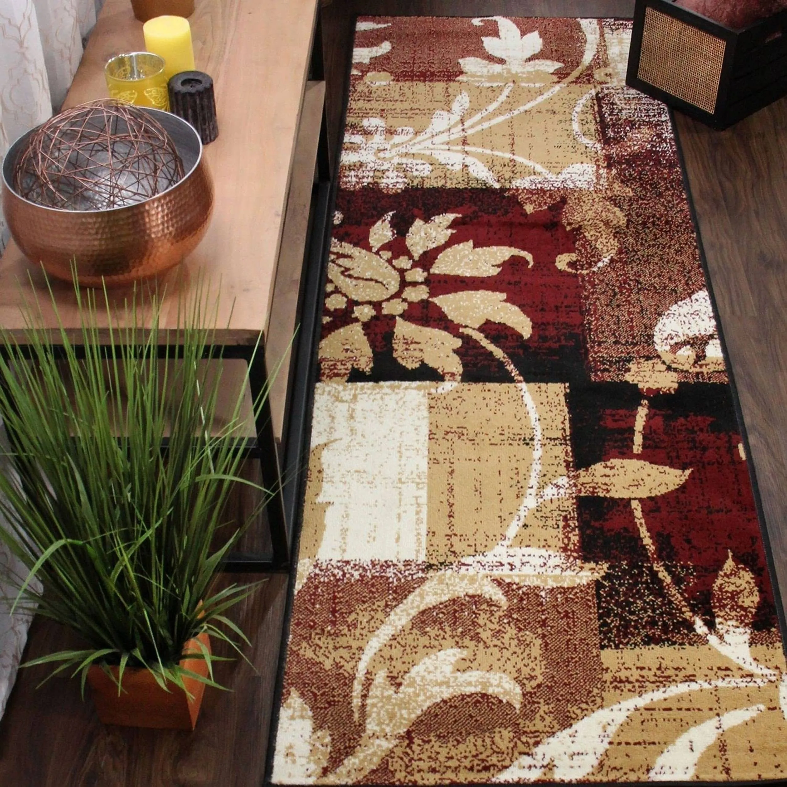 Superior Pastiche Contemporary Floral Patchwork Indoor Runner or Area Rug