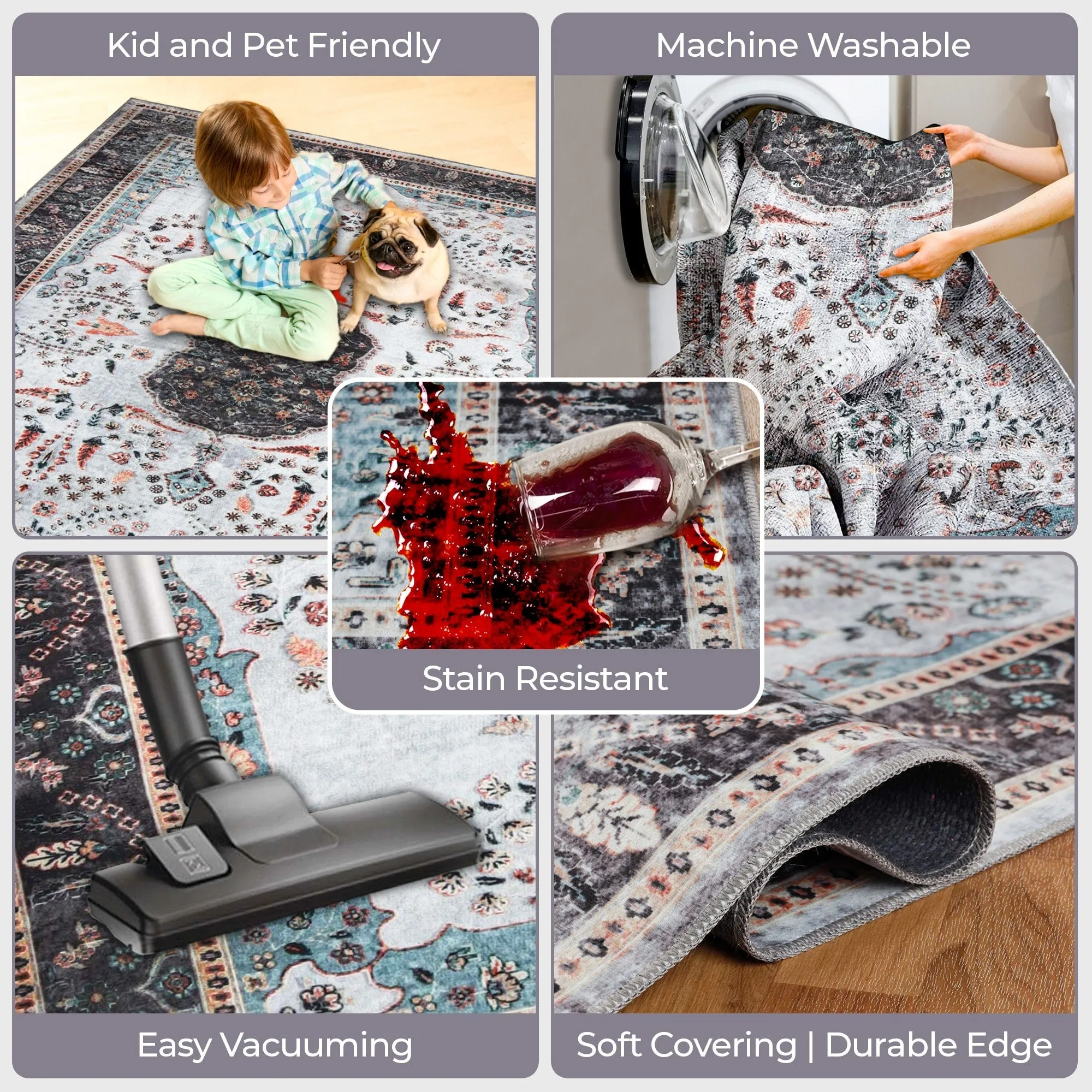 Superior Sparrow Medallion Machine Washable Indoor Area Rug or Runner