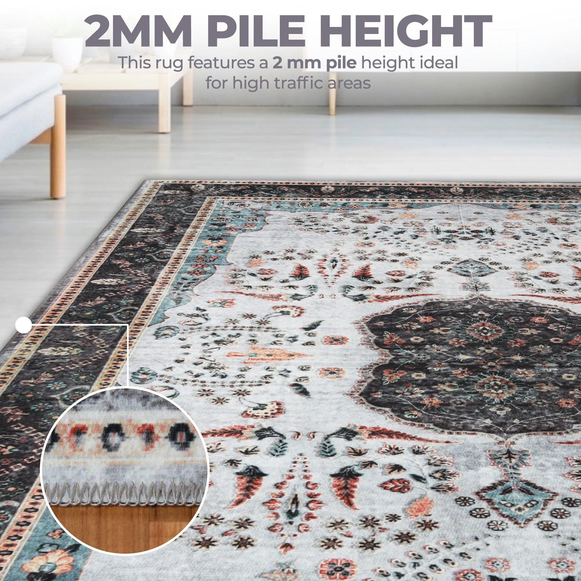 Superior Sparrow Medallion Machine Washable Indoor Area Rug or Runner