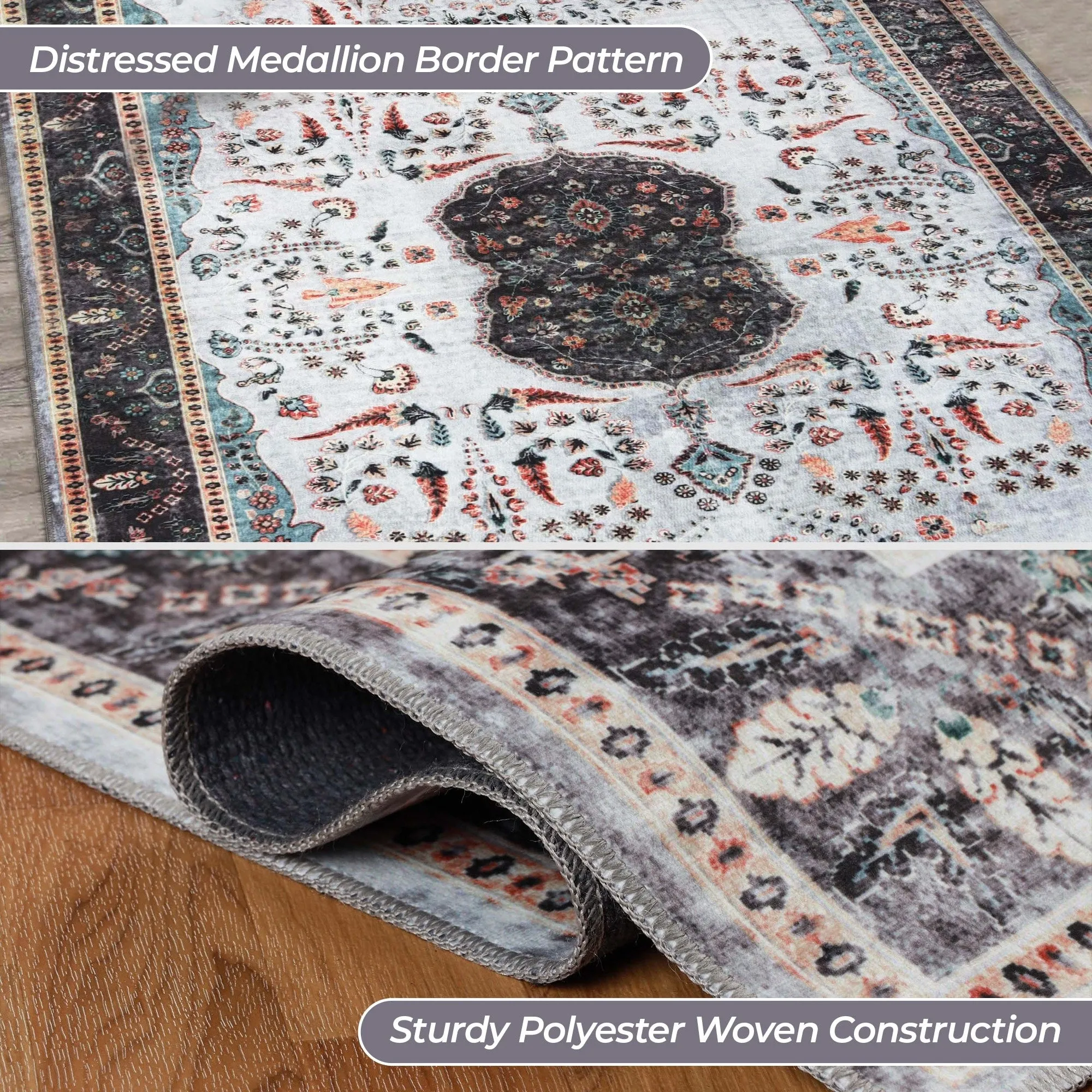 Superior Sparrow Medallion Machine Washable Indoor Area Rug or Runner