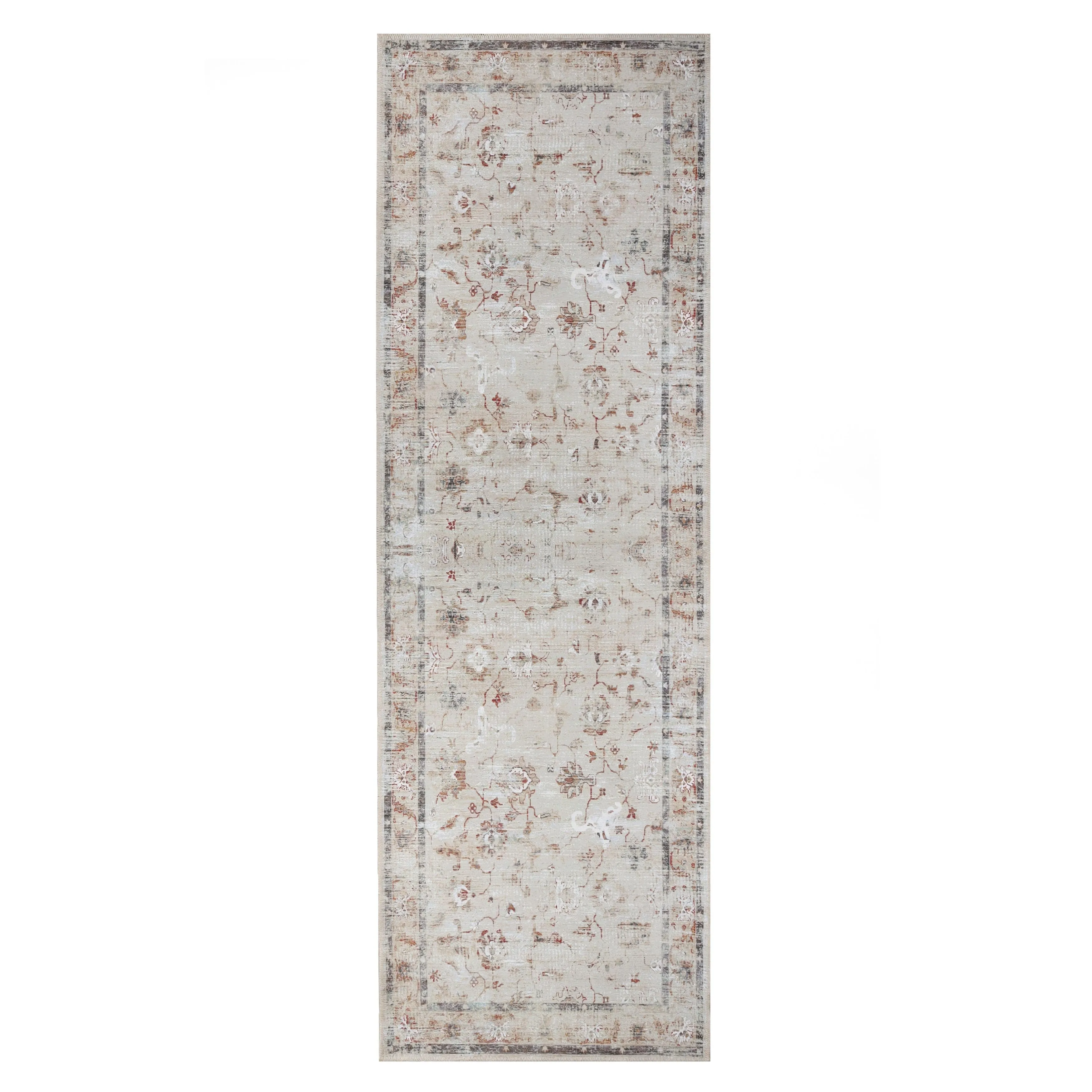 Superior Swan Floral Non-Slip Machine Washable Indoor Area Rug or Runner