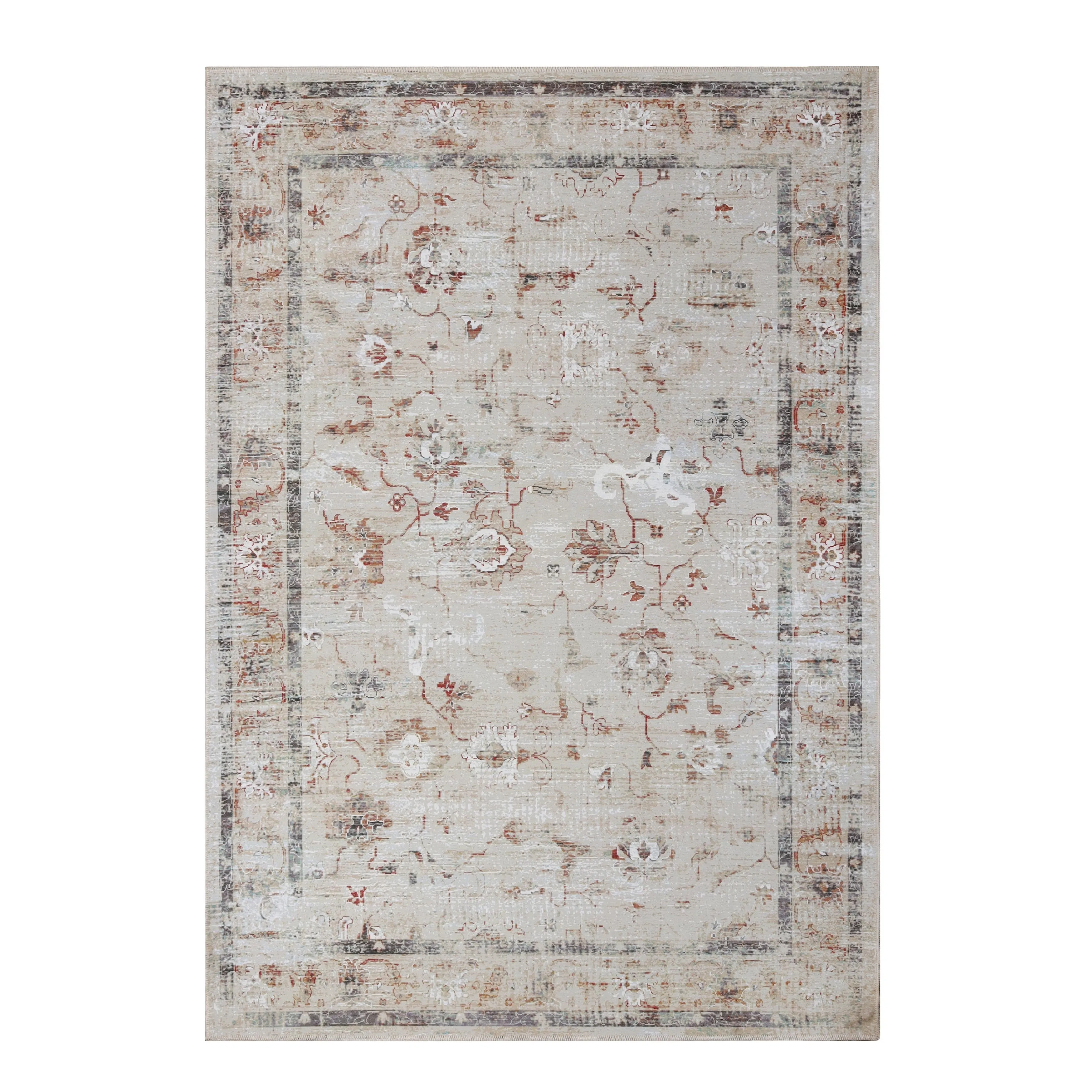 Superior Swan Floral Non-Slip Machine Washable Indoor Area Rug or Runner
