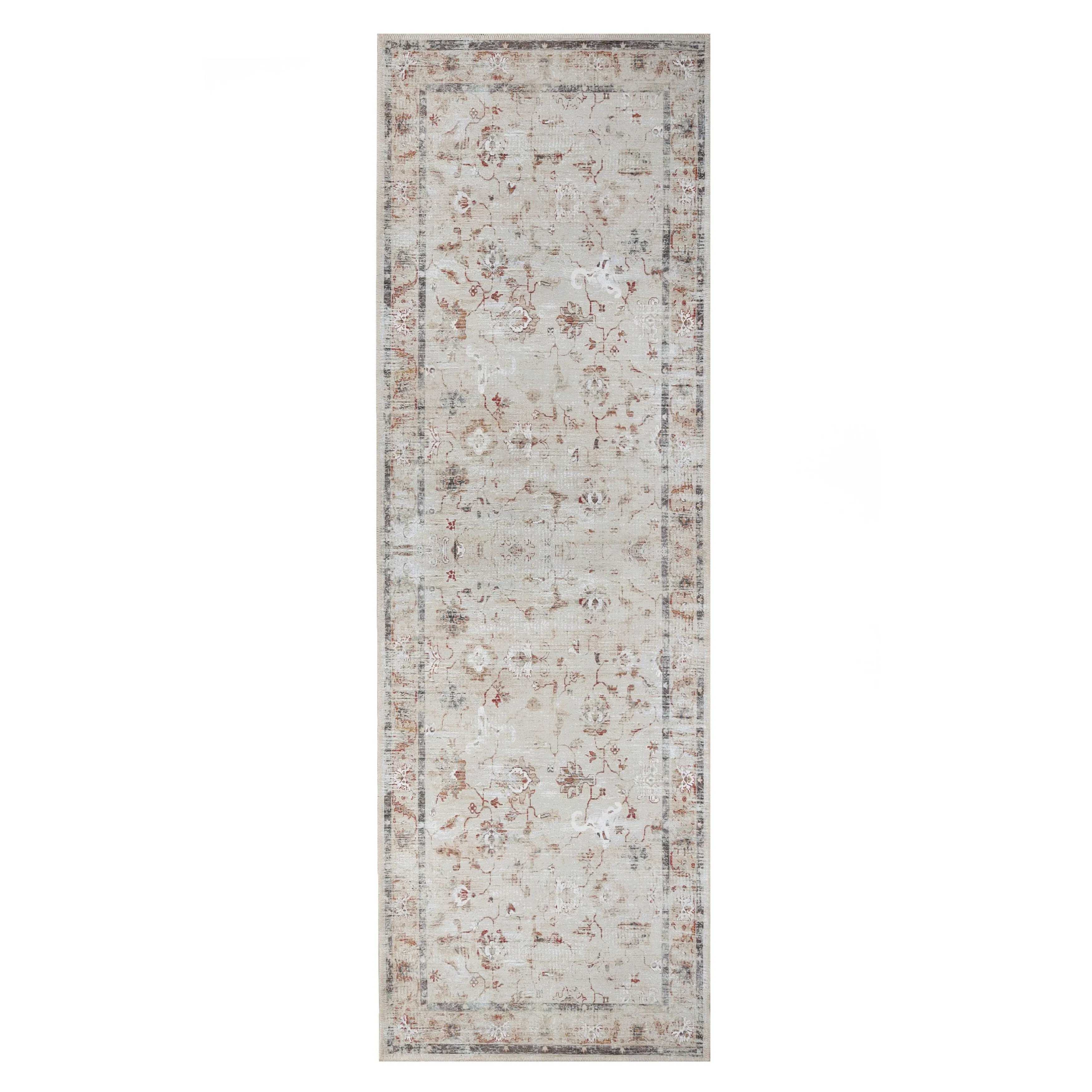 Superior Swan Floral Non-Slip Machine Washable Indoor Area Rug or Runner