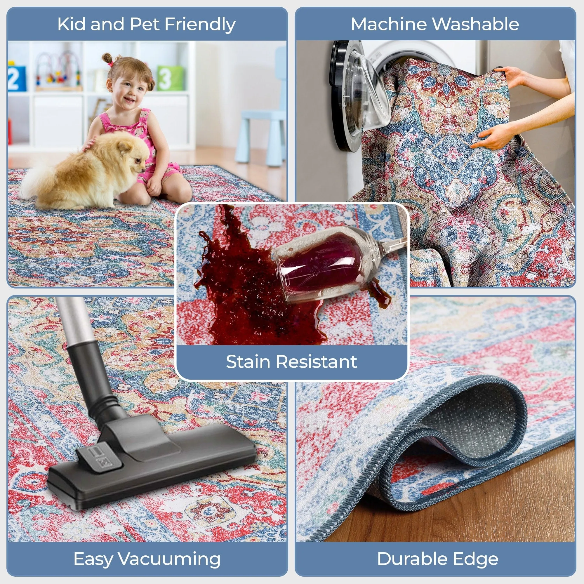 Superior Tanager Rustic Non-Slip Machine Washable Indoor Area Rug or Runner