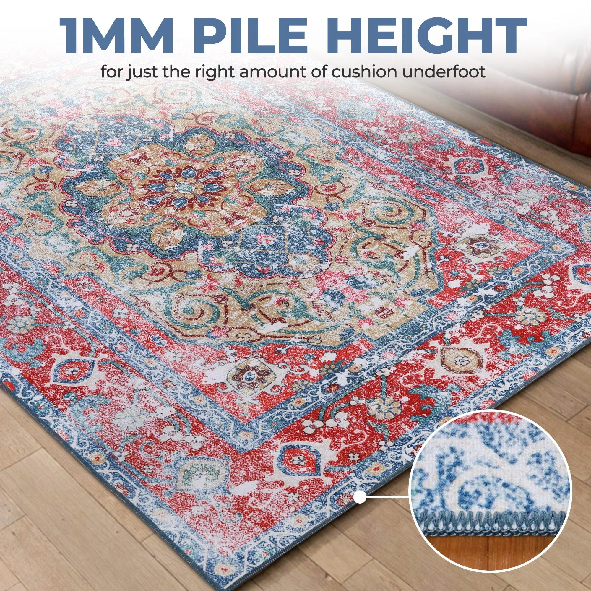 Superior Tanager Rustic Non-Slip Machine Washable Indoor Area Rug or Runner