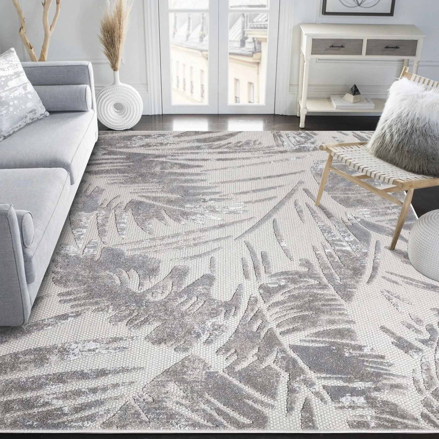 Superior Tropical Leaves Coastal Indoor Outdoor Area Rug