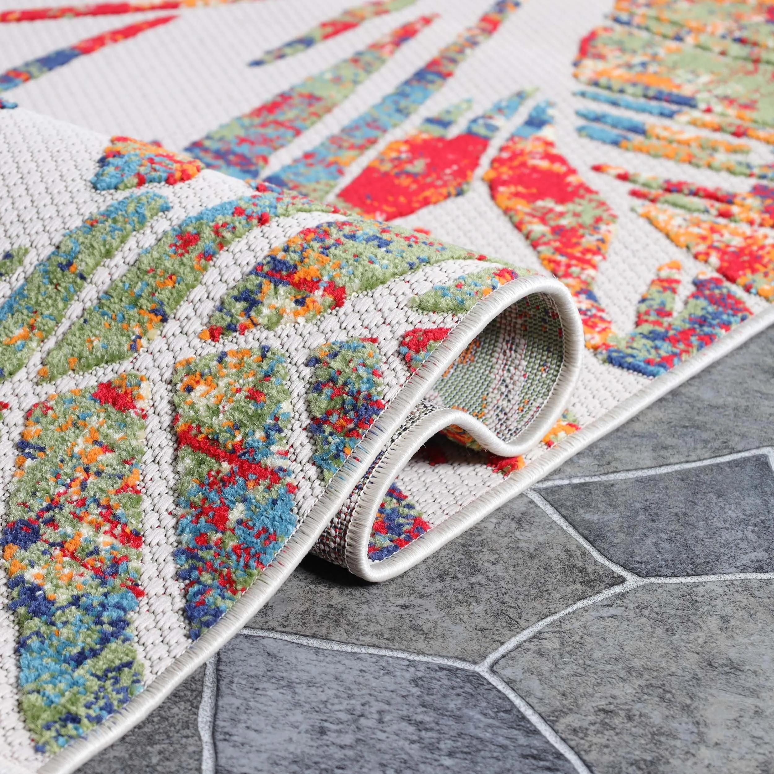 Superior Tropical Leaves Coastal Indoor Outdoor Area Rug
