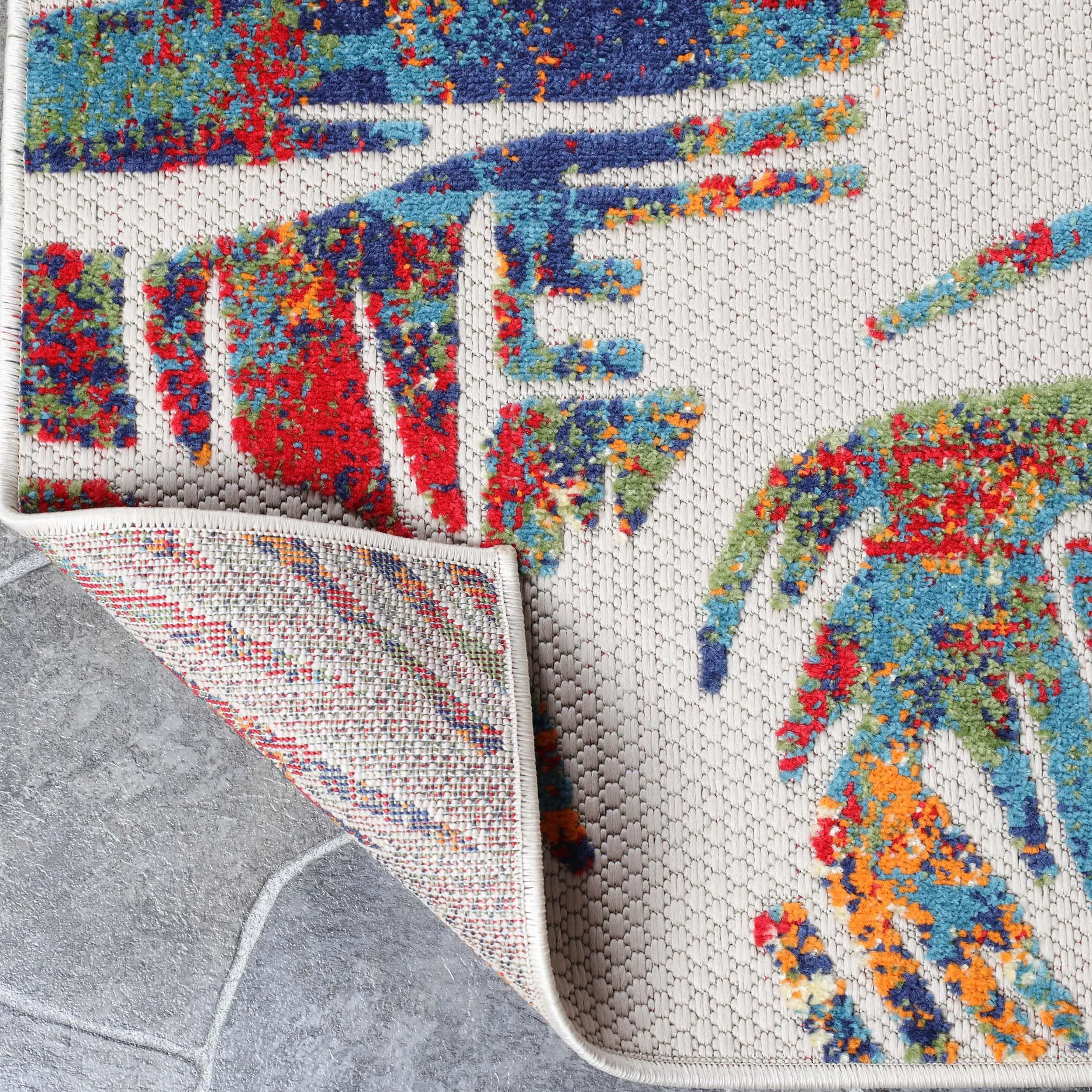 Superior Tropical Leaves Coastal Indoor Outdoor Area Rug