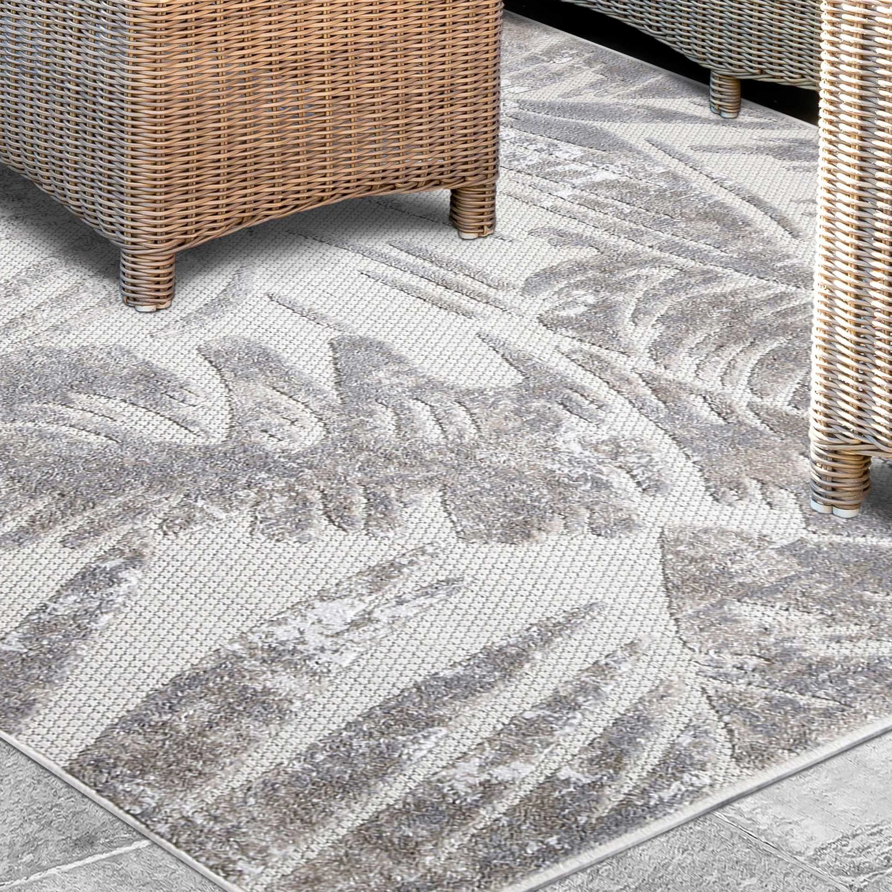 Superior Tropical Leaves Coastal Indoor Outdoor Area Rug