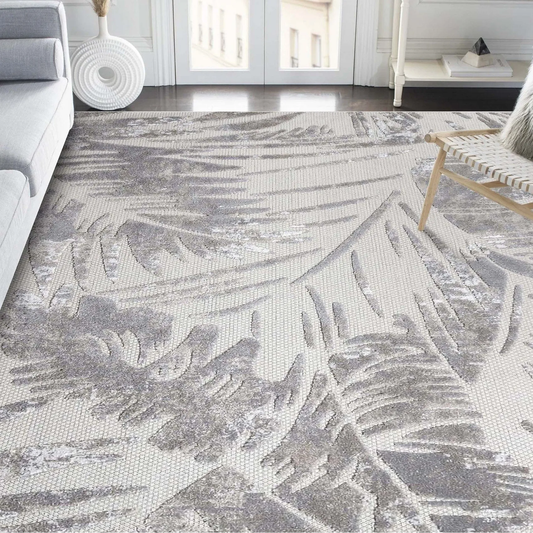 Superior Tropical Leaves Coastal Indoor Outdoor Area Rug