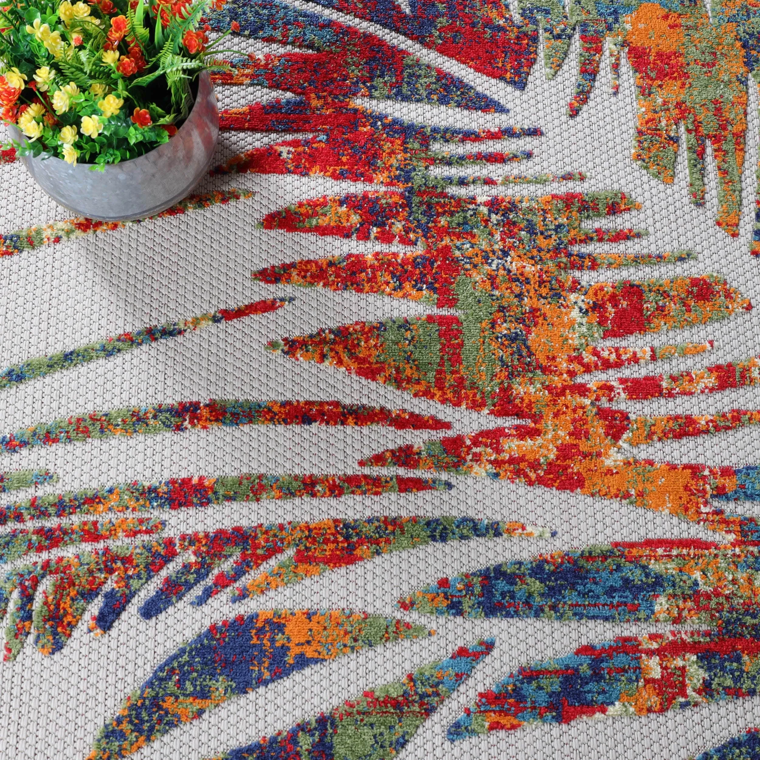 Superior Tropical Leaves Coastal Indoor Outdoor Area Rug