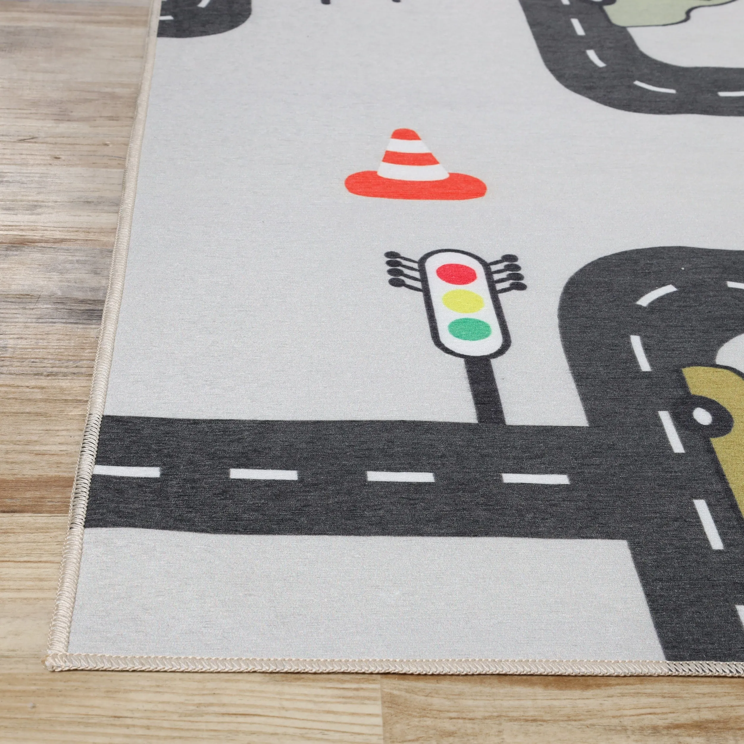 Superior Truck Road Non-Slip Kids Washable Indoor Area Rug