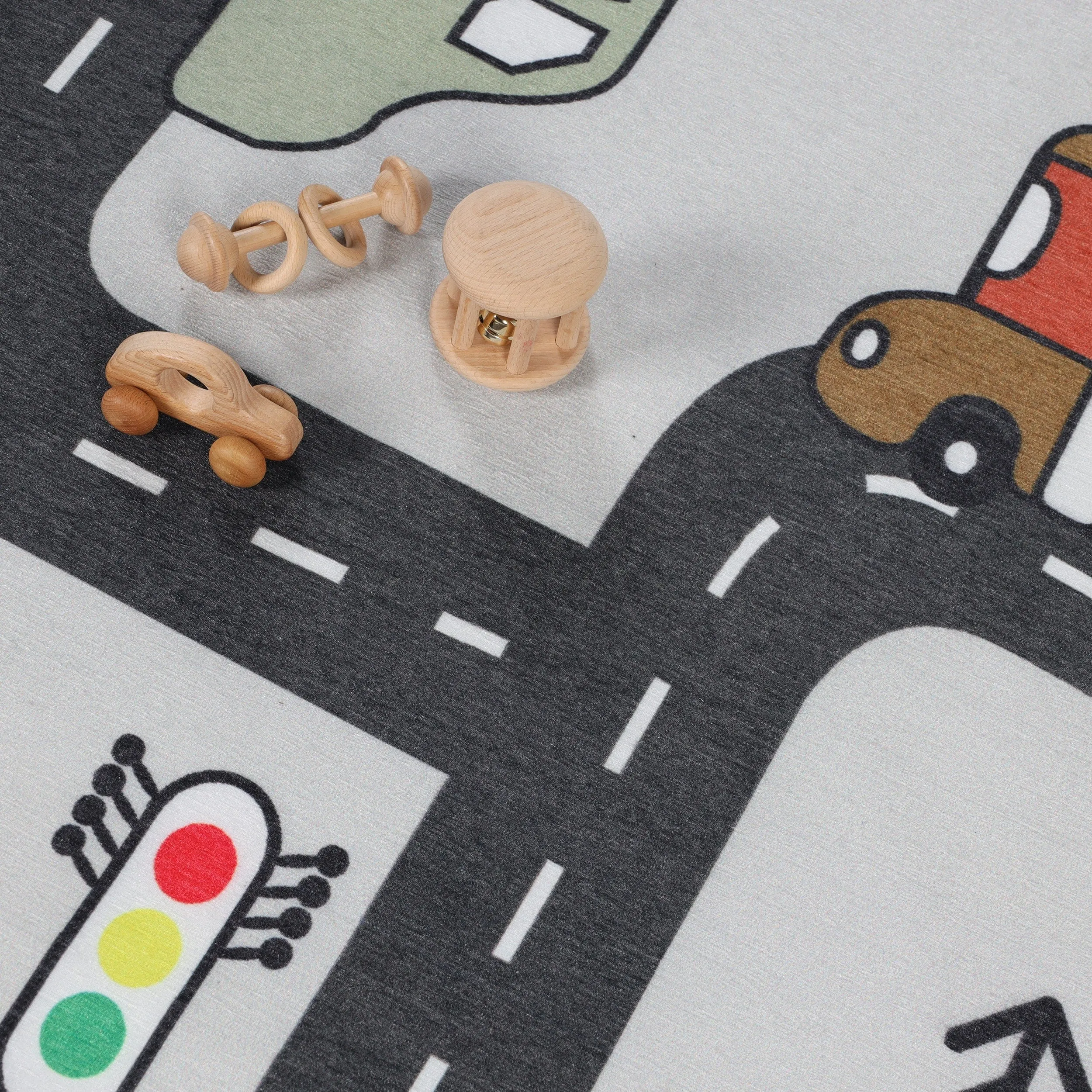 Superior Truck Road Non-Slip Kids Washable Indoor Area Rug