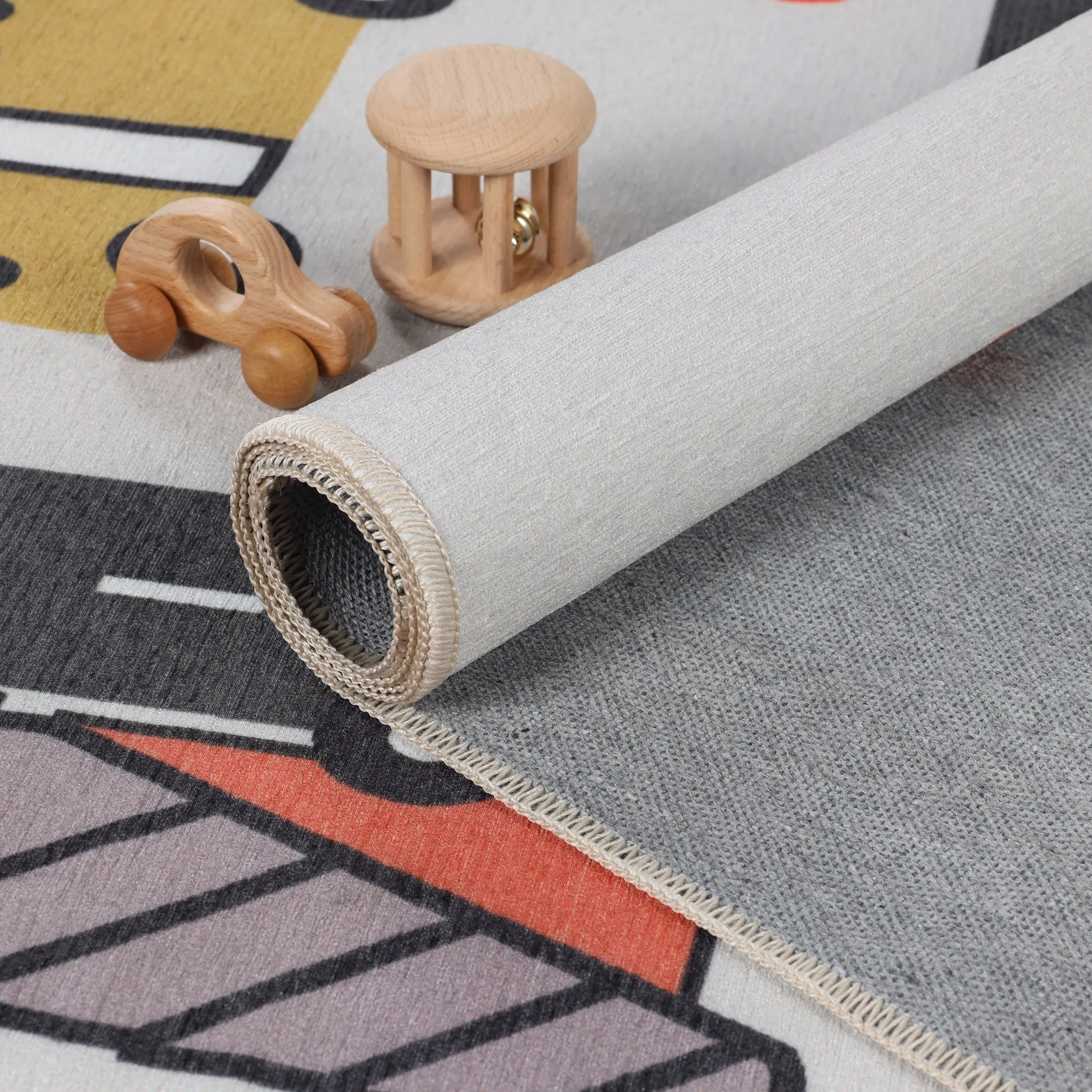 Superior Truck Road Non-Slip Kids Washable Indoor Area Rug
