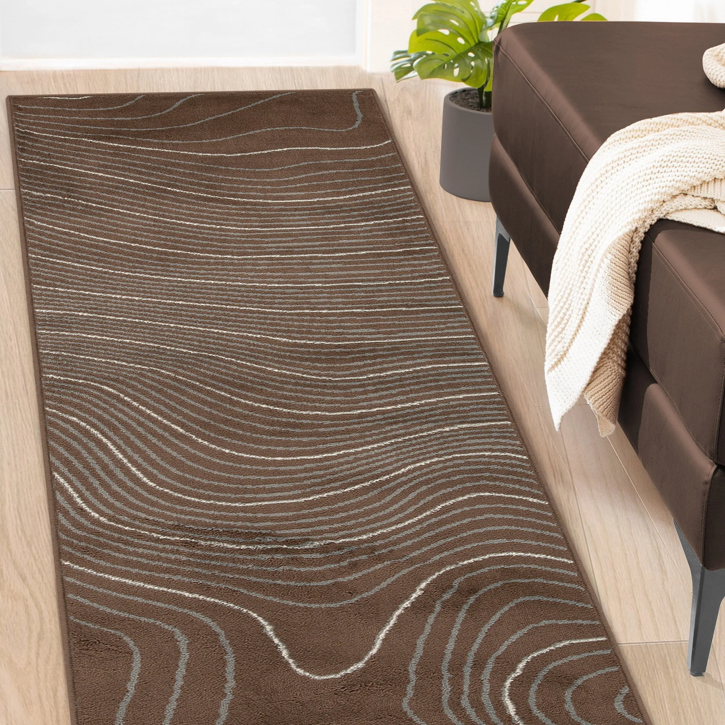 Superior Veer Modern Abstract Wood Grain Indoor Runner or Area Rug