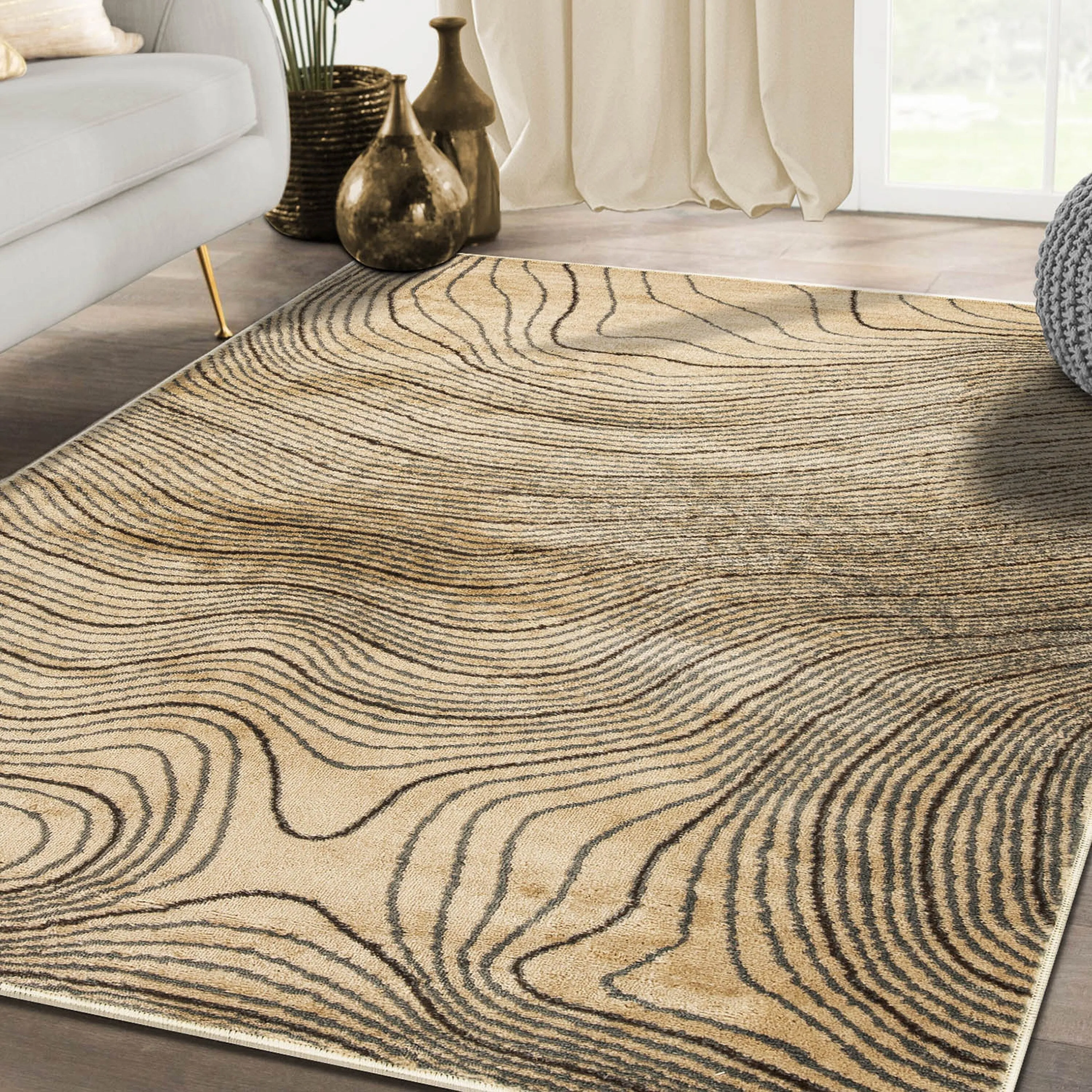 Superior Veer Modern Abstract Wood Grain Indoor Runner or Area Rug