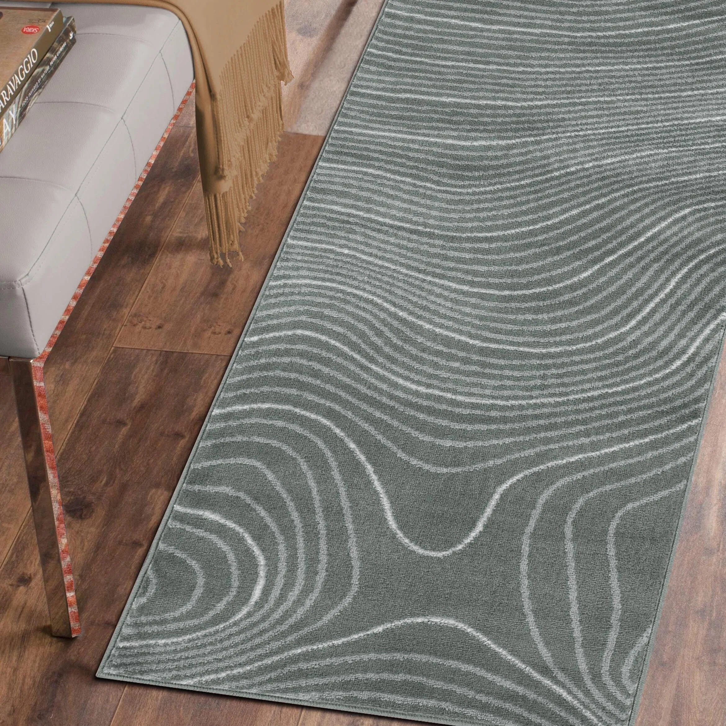 Superior Veer Modern Abstract Wood Grain Indoor Runner or Area Rug