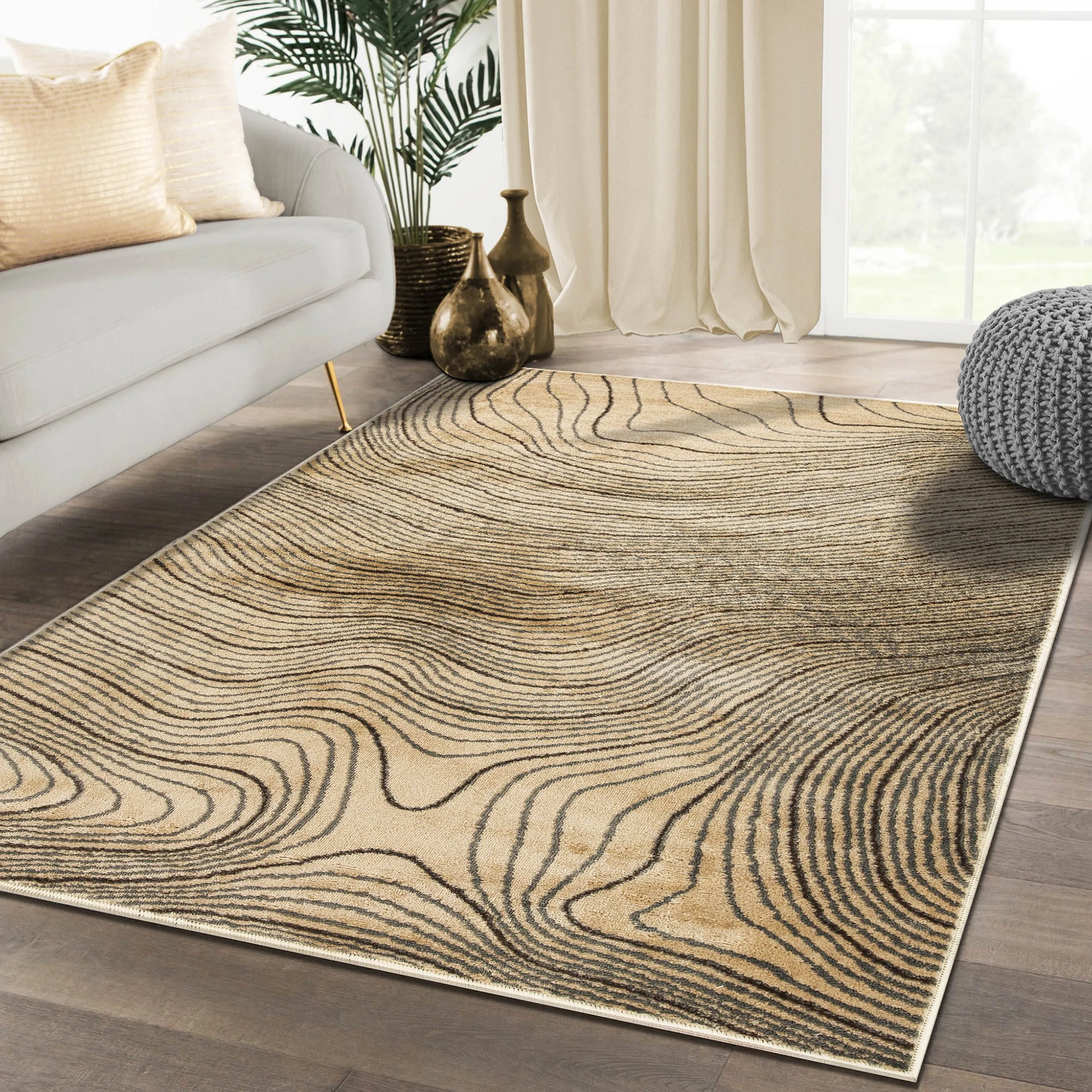 Superior Veer Modern Abstract Wood Grain Indoor Runner or Area Rug