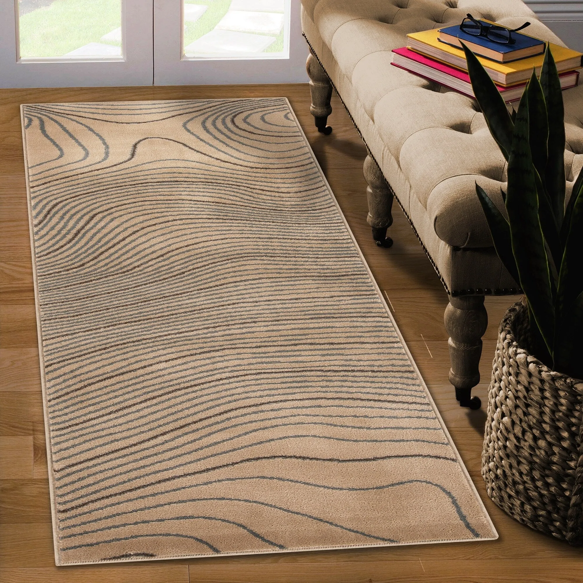 Superior Veer Modern Abstract Wood Grain Indoor Runner or Area Rug