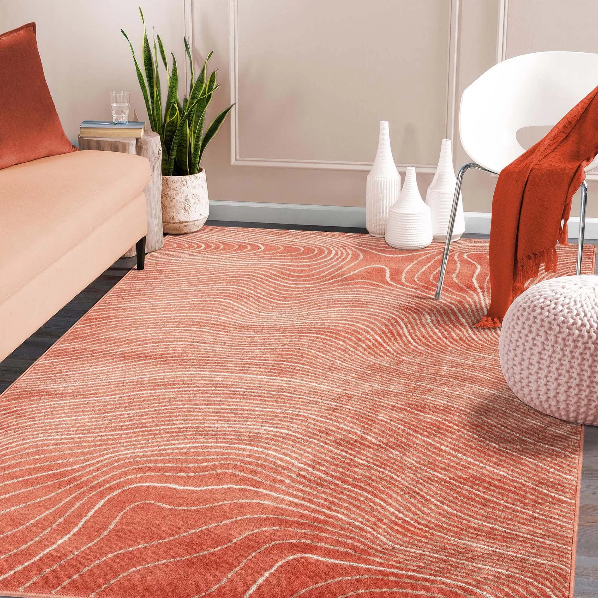 Superior Veer Modern Abstract Wood Grain Indoor Runner or Area Rug