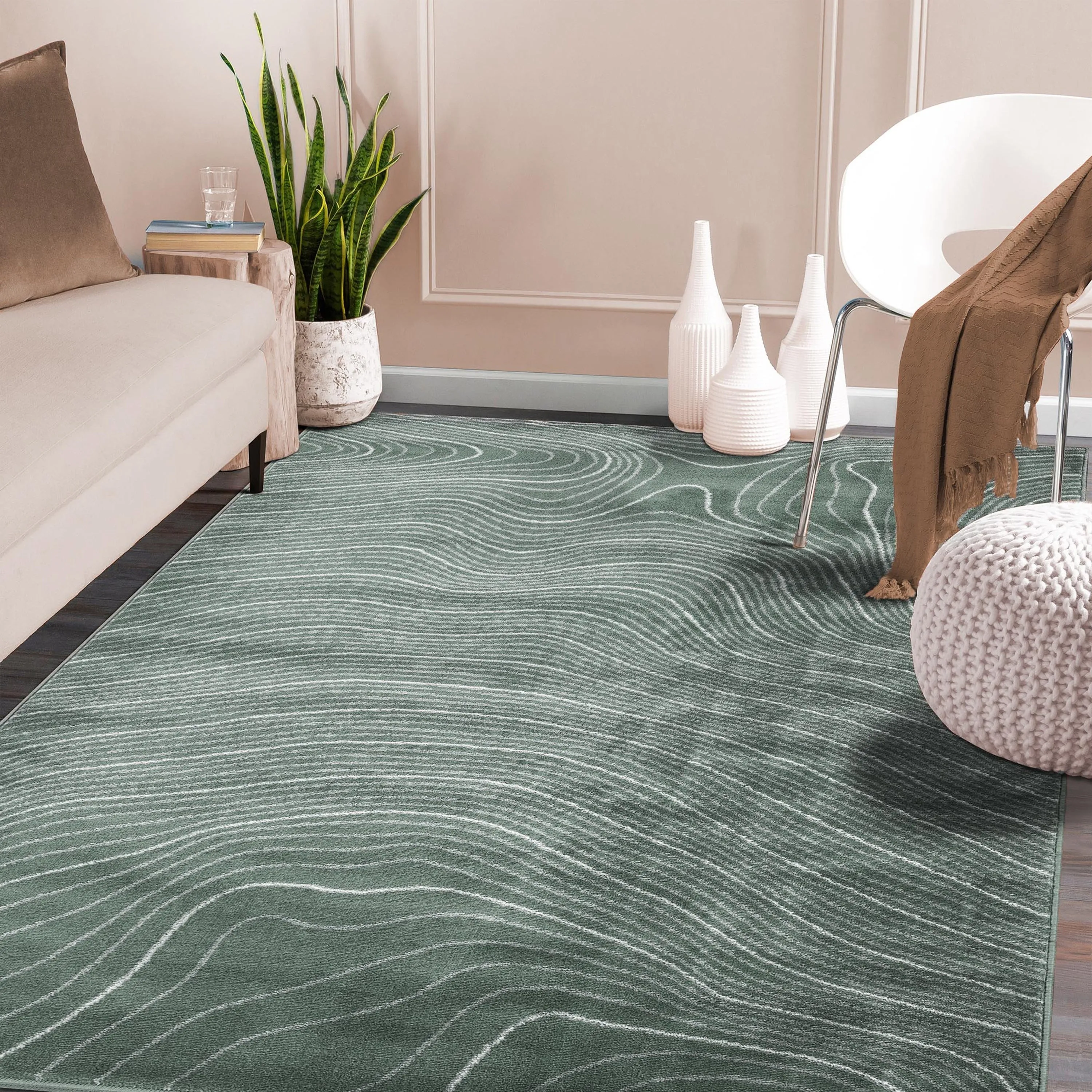Superior Veer Modern Abstract Wood Grain Indoor Runner or Area Rug