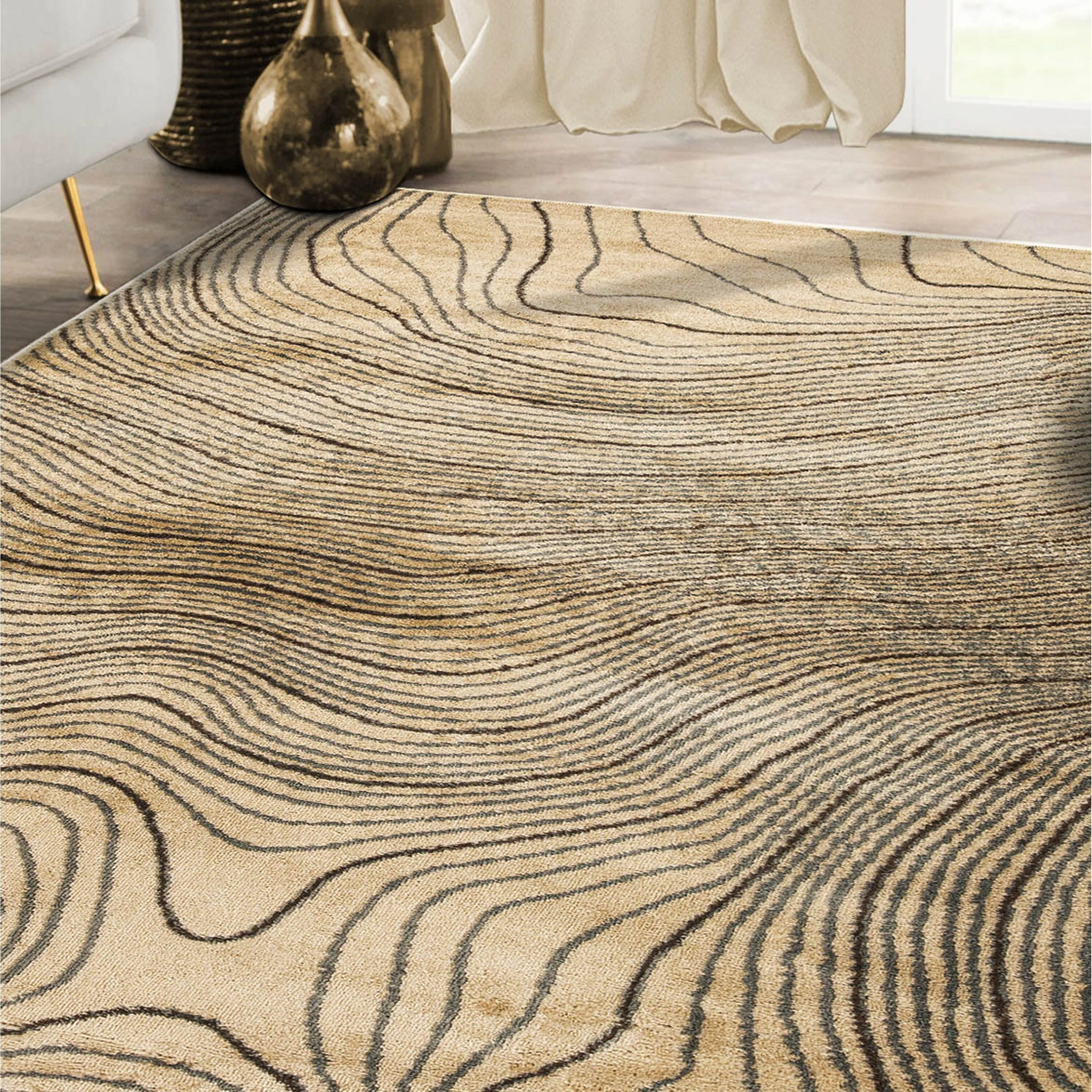 Superior Veer Modern Abstract Wood Grain Indoor Runner or Area Rug