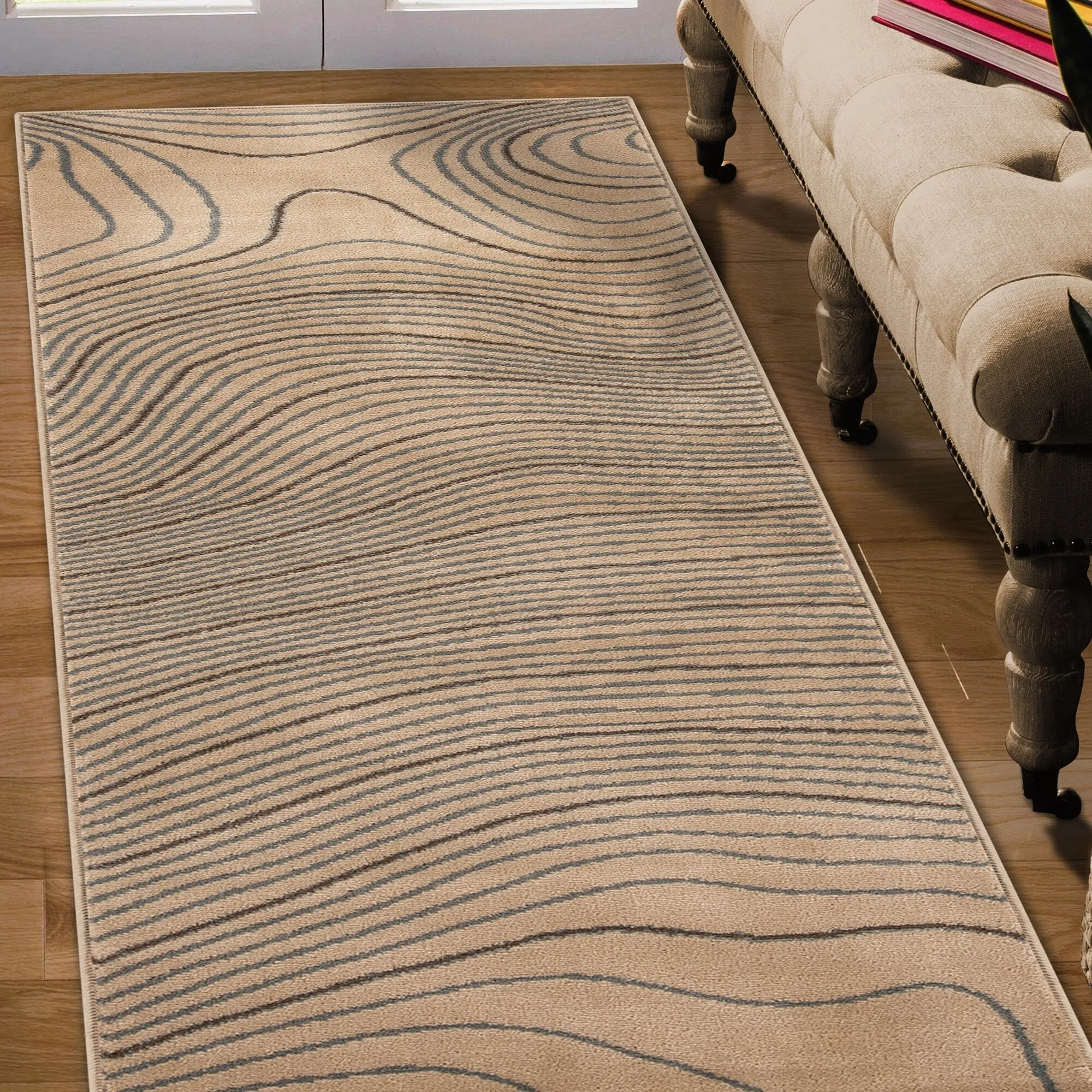 Superior Veer Modern Abstract Wood Grain Indoor Runner or Area Rug
