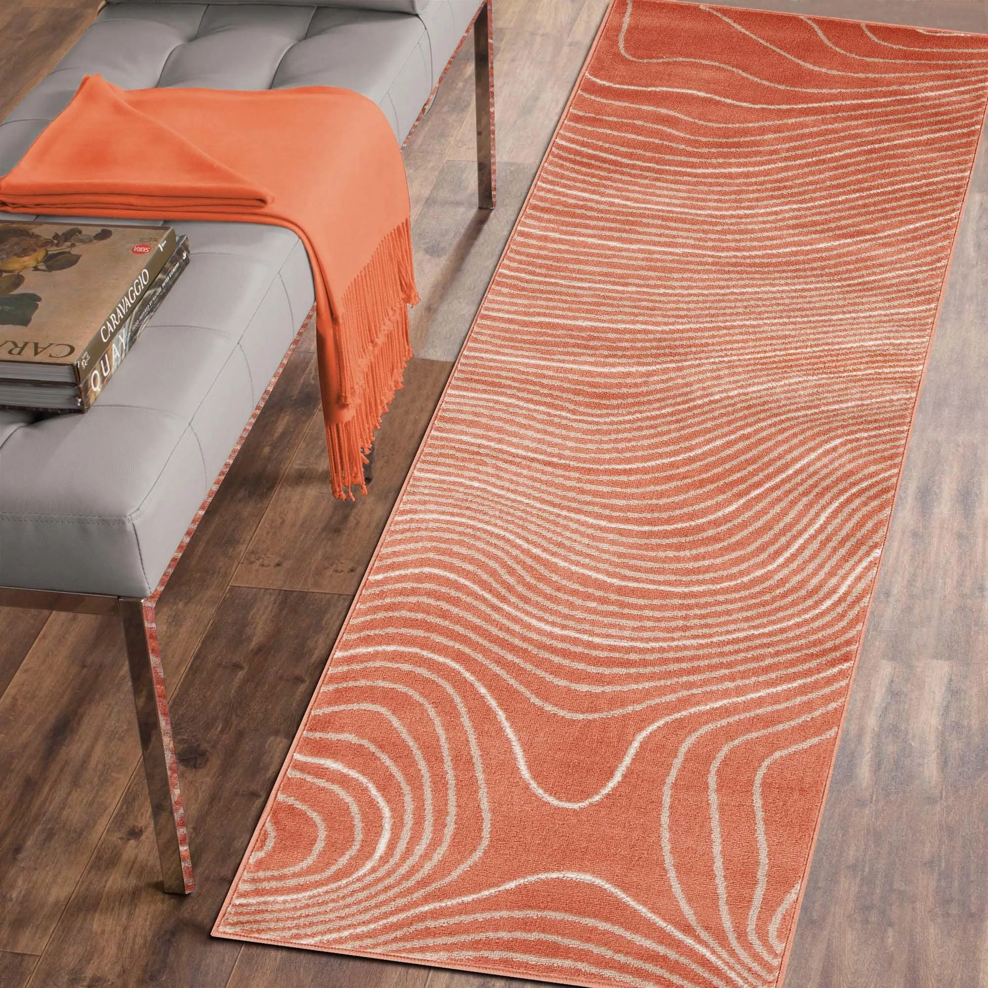 Superior Veer Modern Abstract Wood Grain Indoor Runner or Area Rug