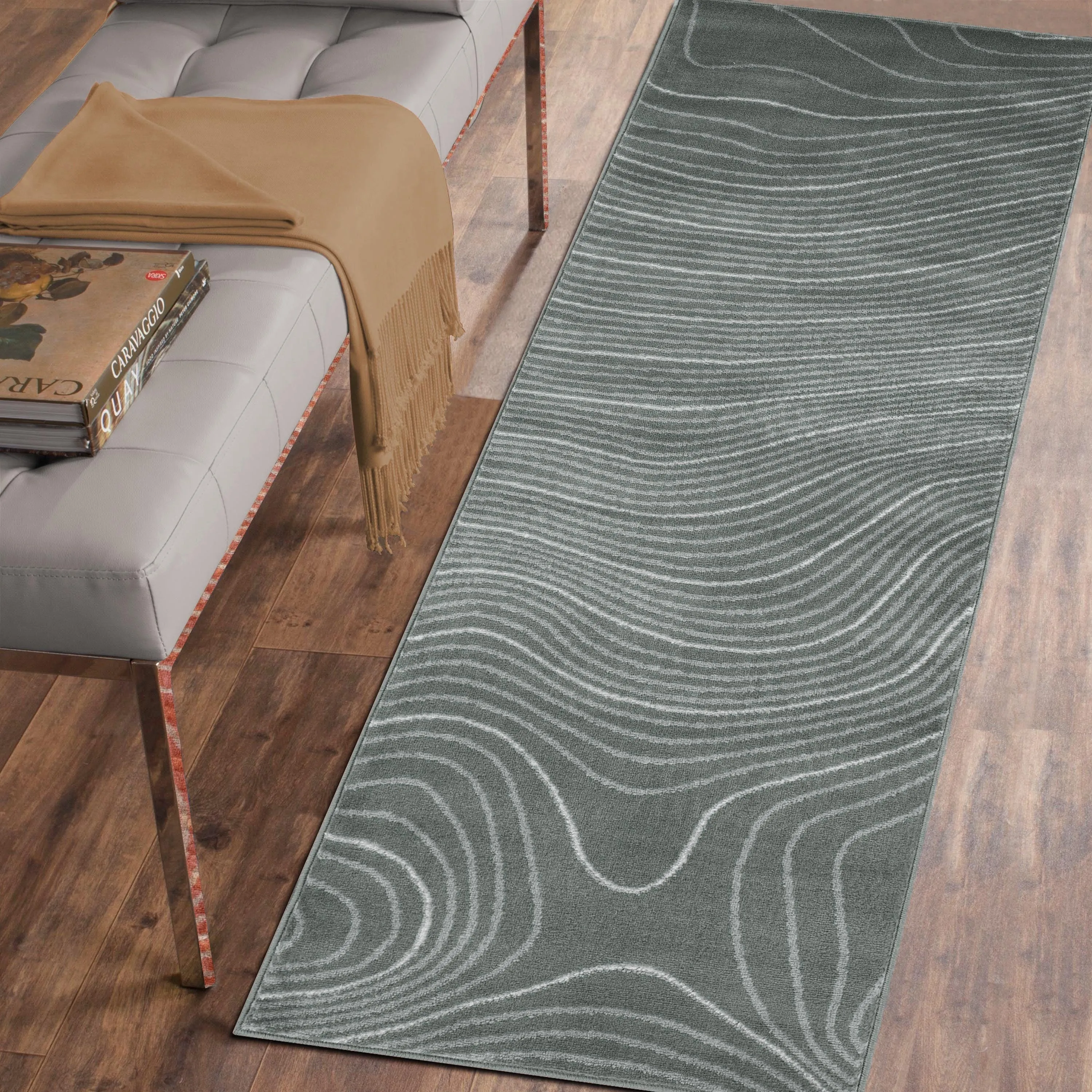Superior Veer Modern Abstract Wood Grain Indoor Runner or Area Rug