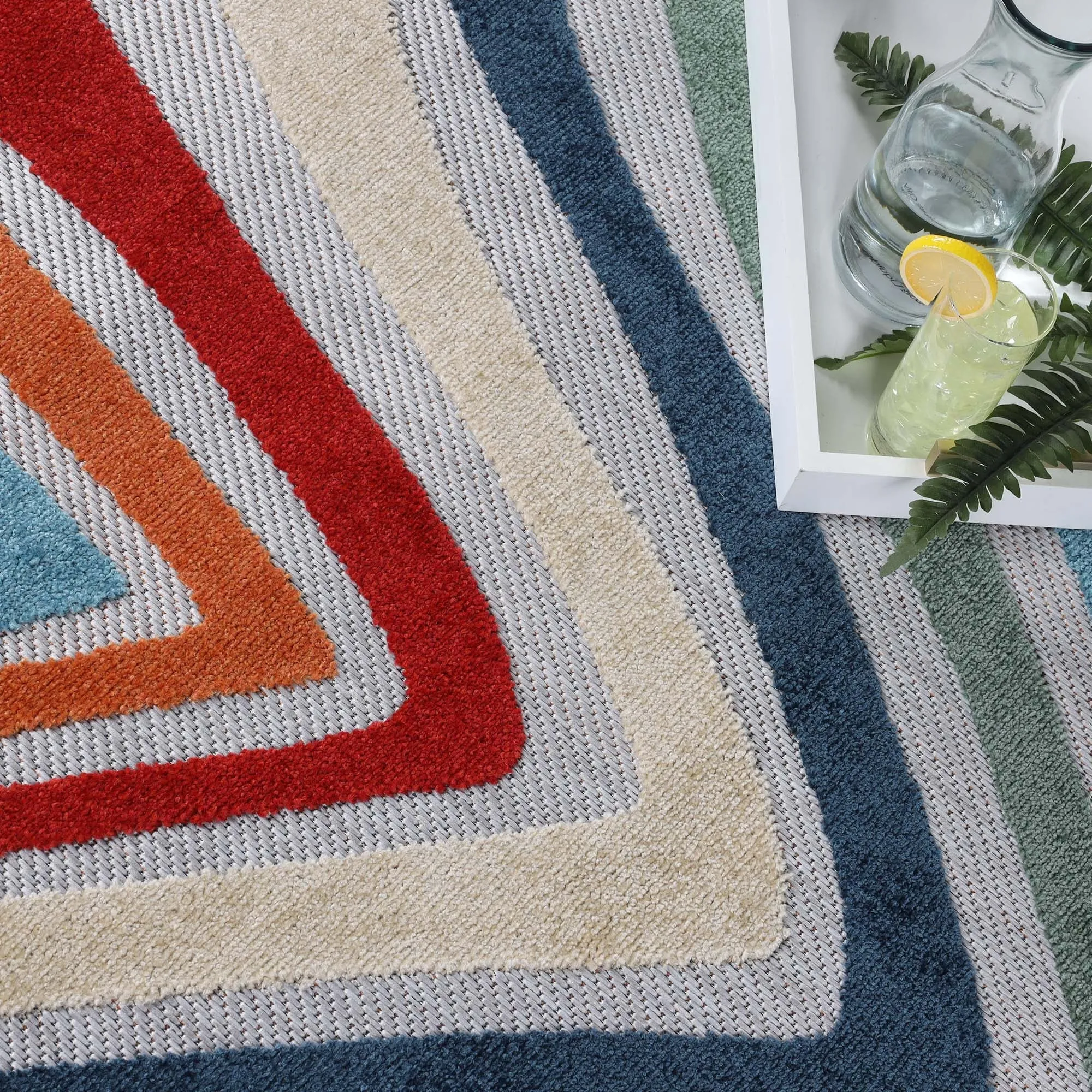 Superior Wave Coastal Striped Indoor Outdoor Area Rug