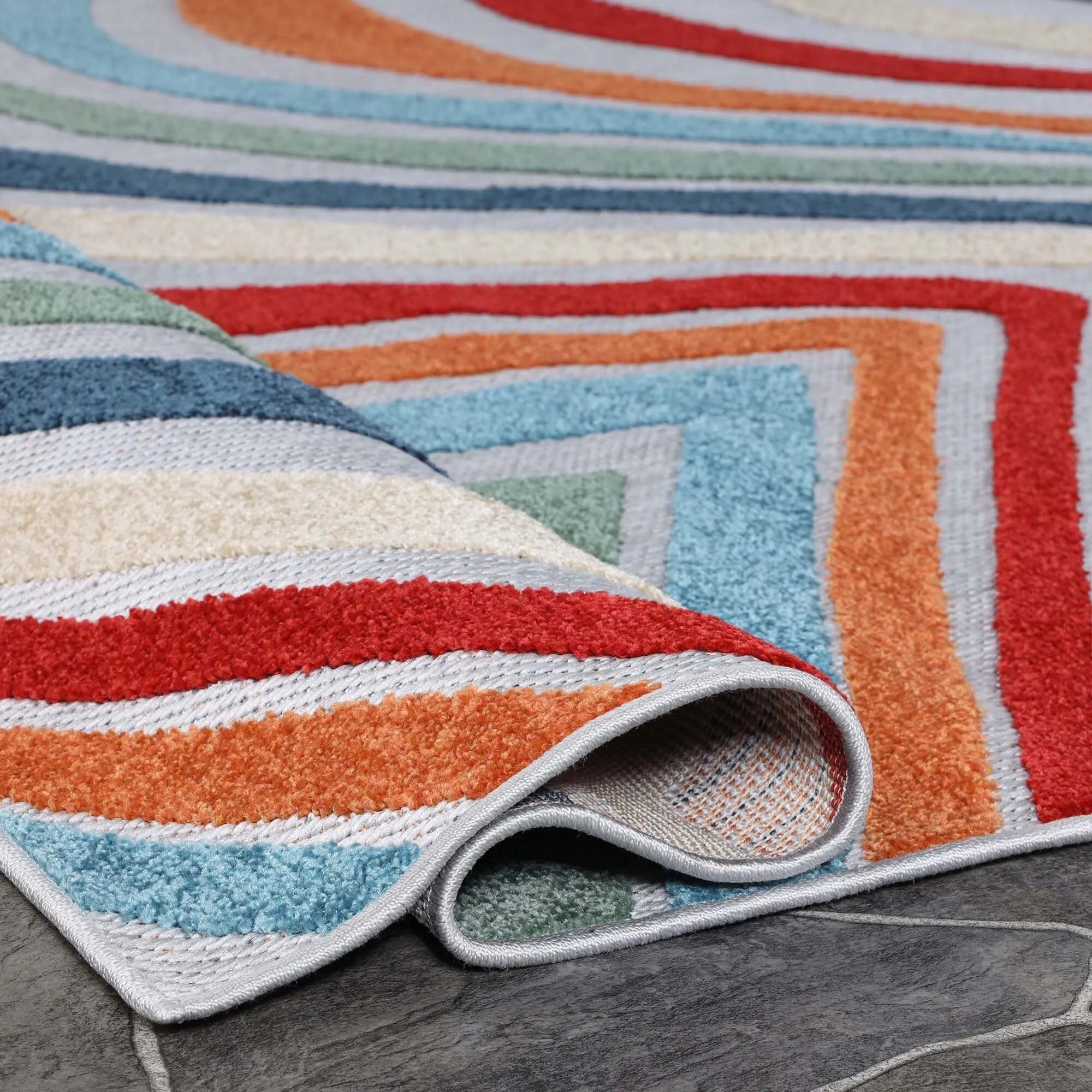 Superior Wave Coastal Striped Indoor Outdoor Area Rug