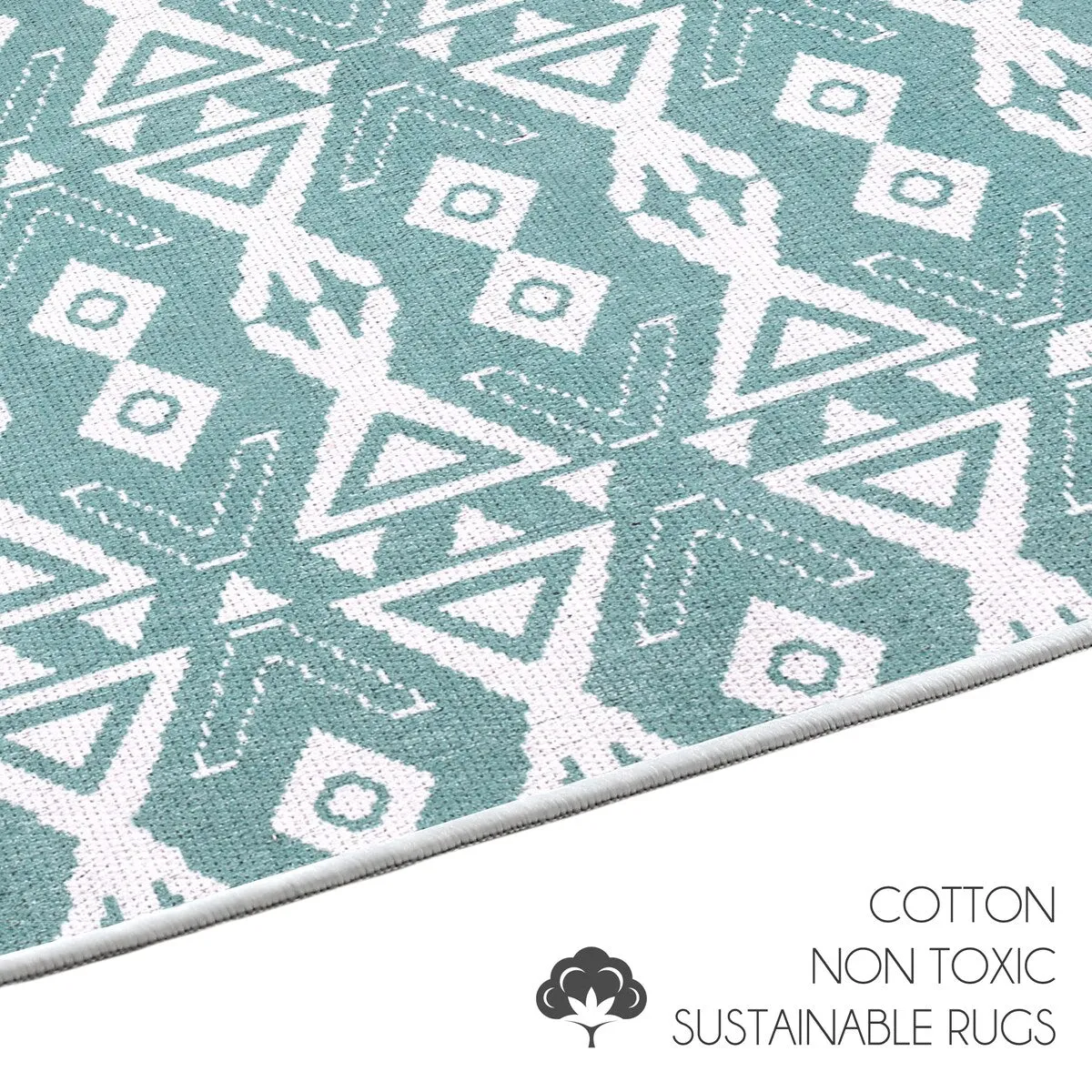 Sussexhome Heavy Duty Ultra Thin Non Slip Washable Cotton Indoor Rug - 2' x 3'
