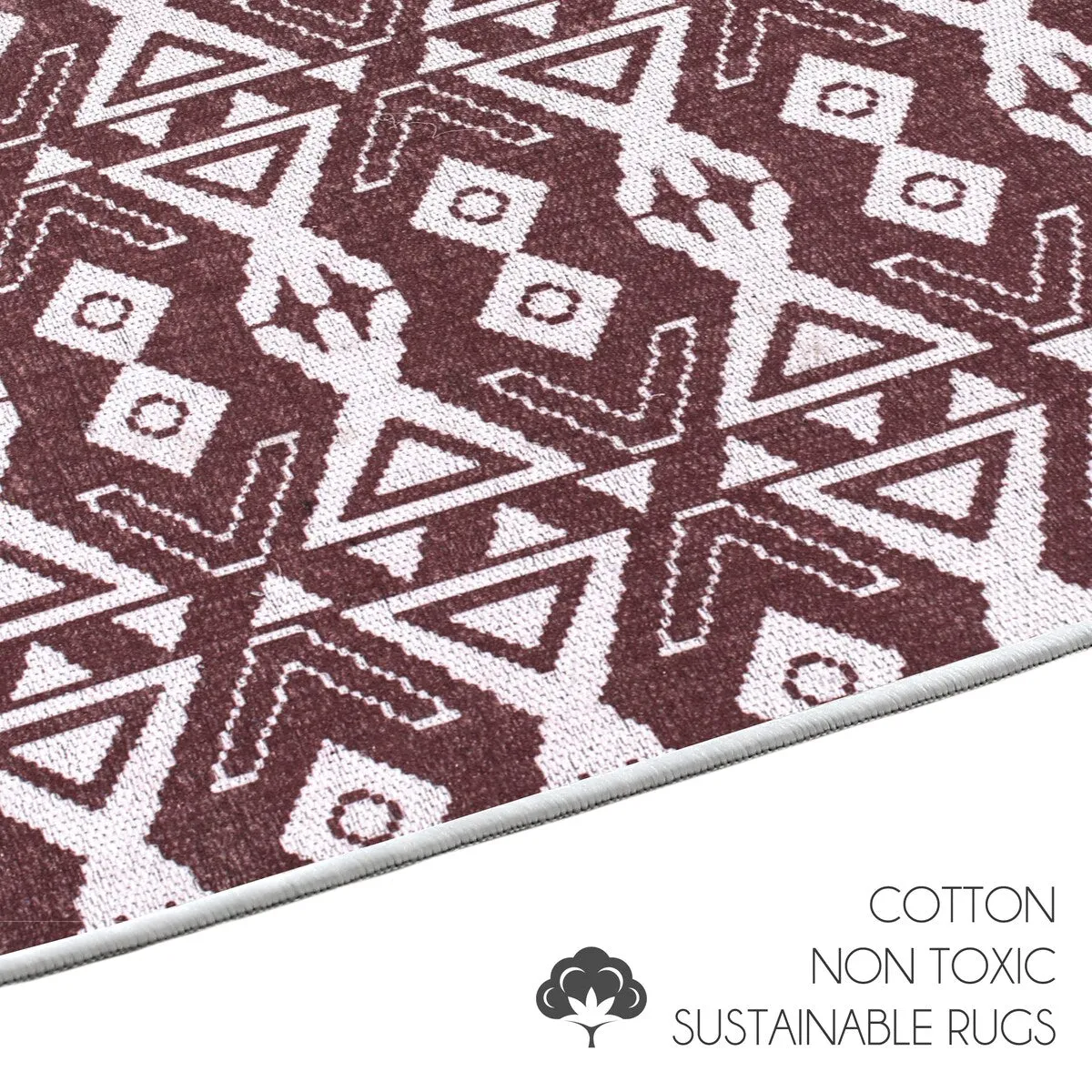 Sussexhome Heavy Duty Ultra Thin Non Slip Washable Cotton Indoor Rug - 2' x 3'